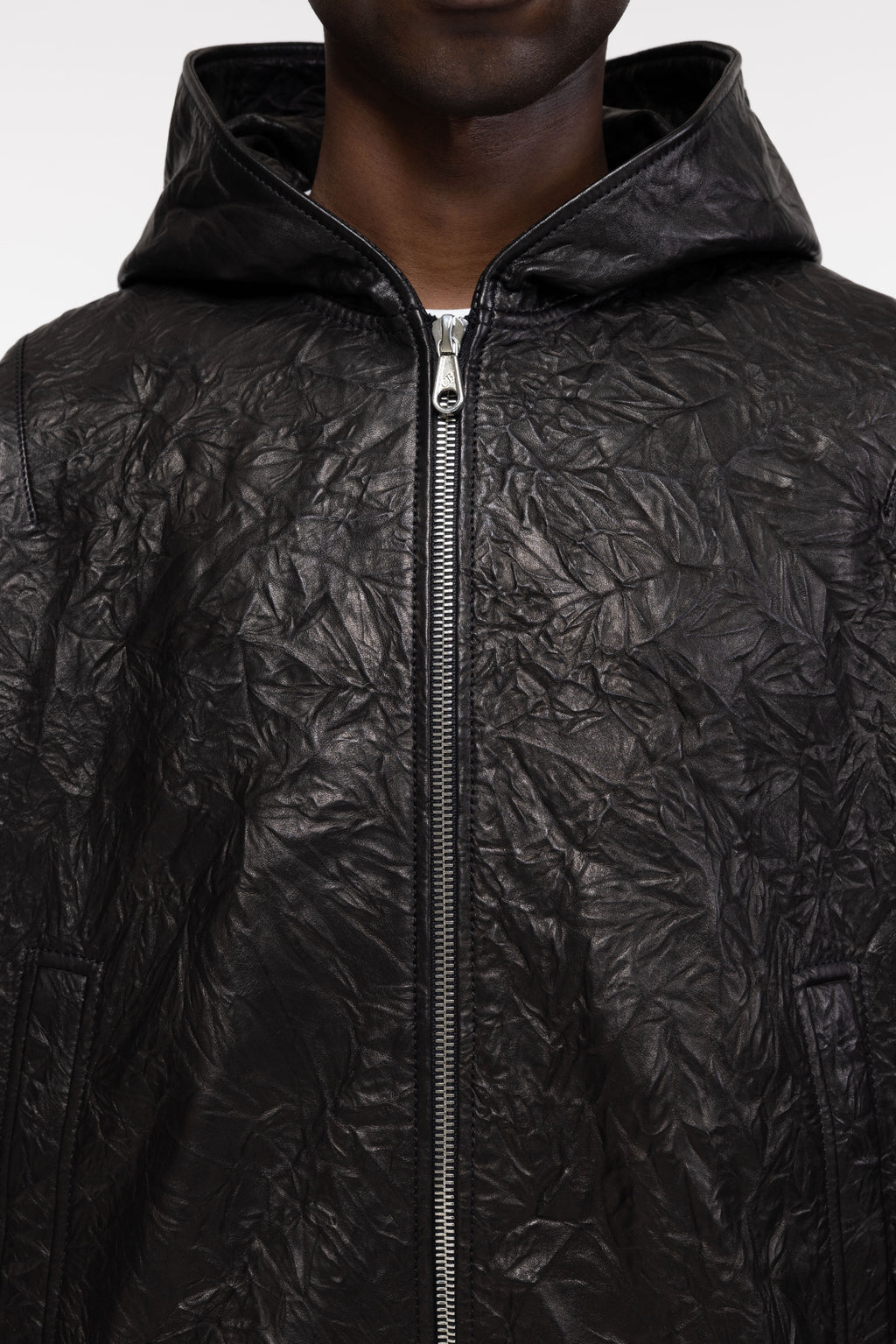 Cole Buxton | Crunch Zipped Leather Jacket | Mens | Black