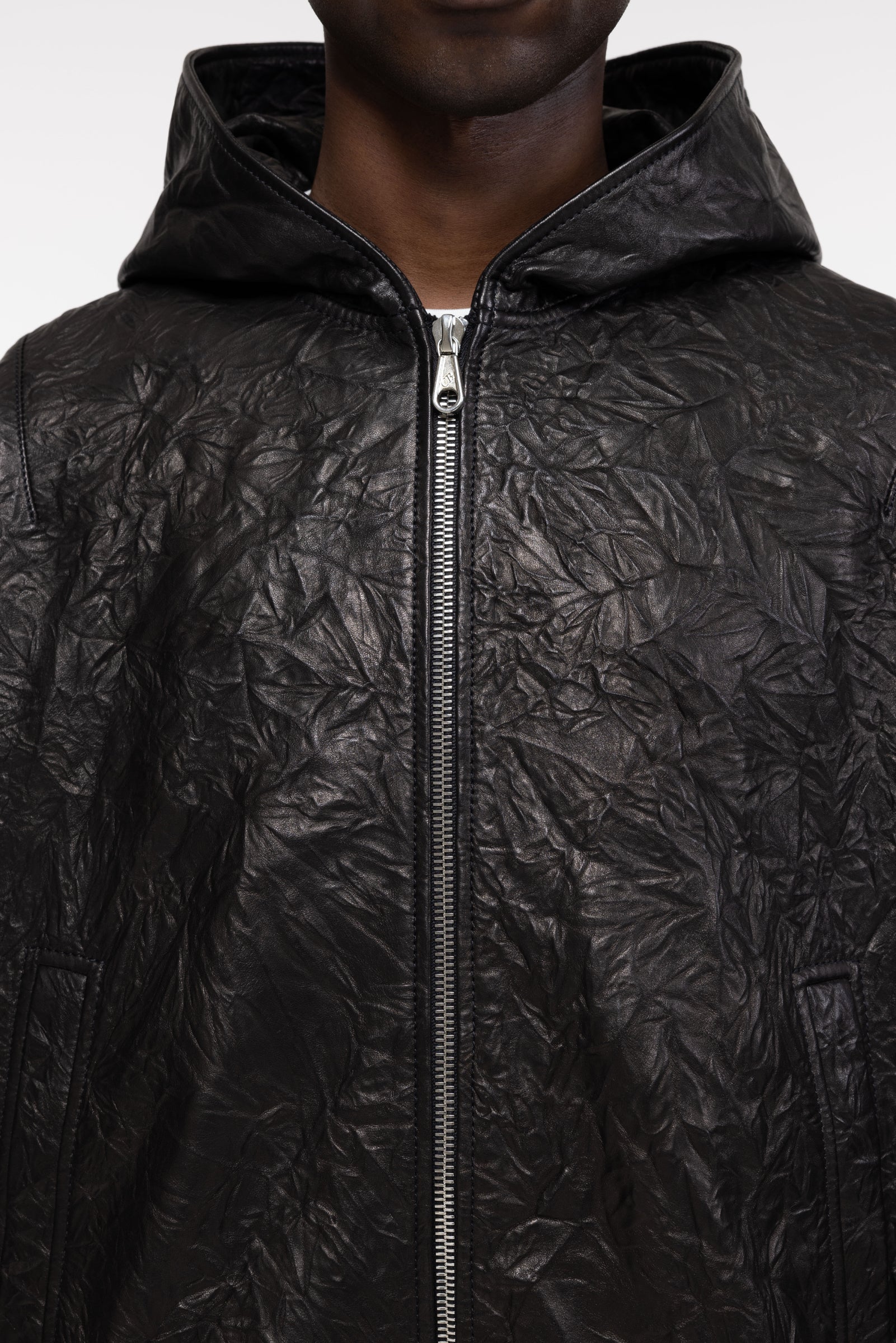 Cole Buxton | Crunch Zipped Leather Jacket | Mens | Black