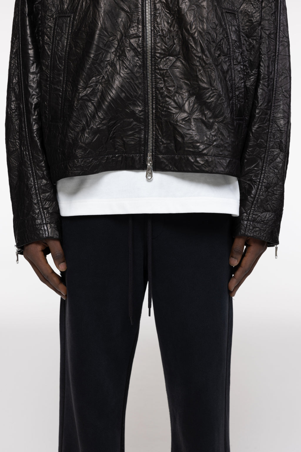 Cole Buxton | Crunch Zipped Leather Jacket | Mens | Black