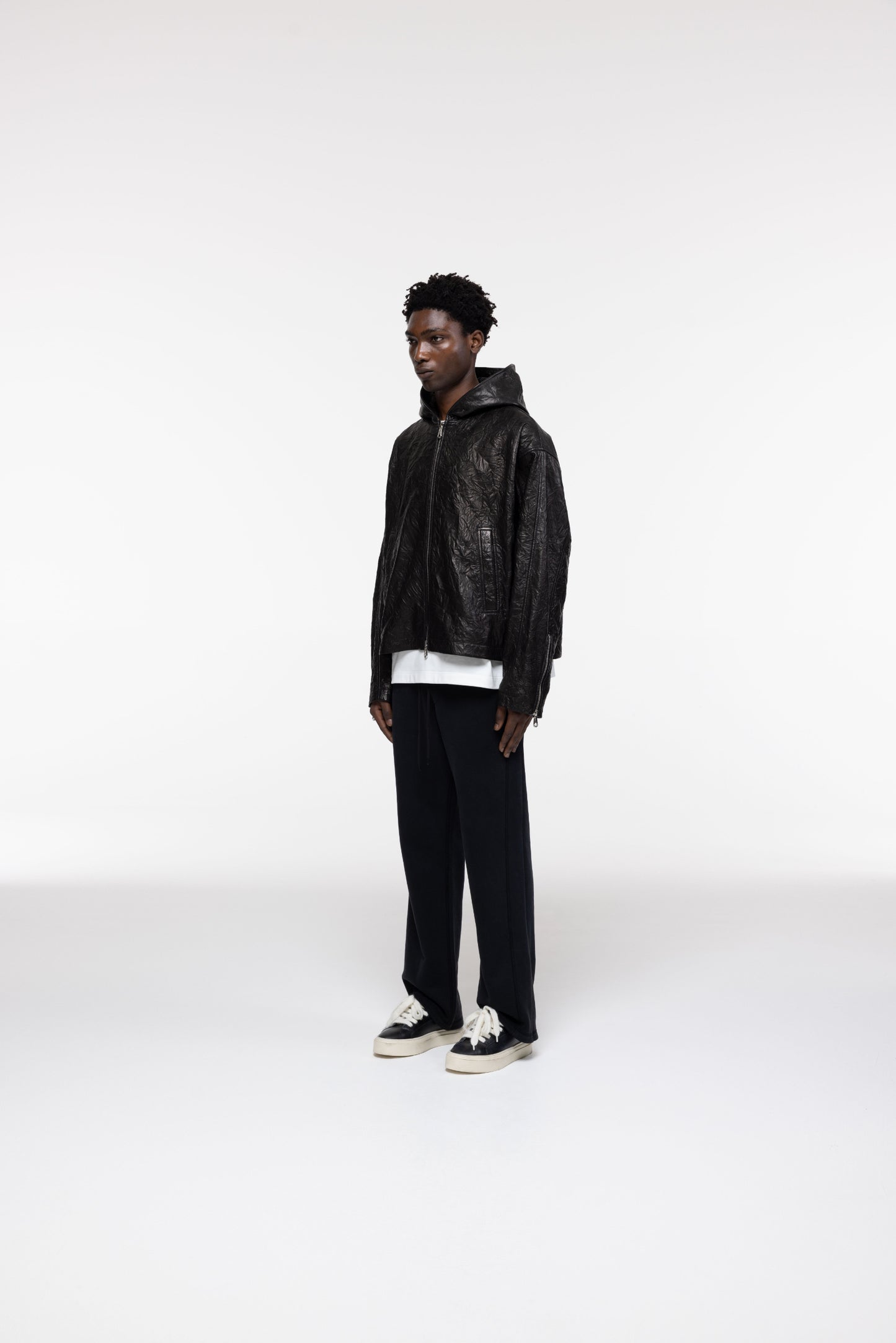 Cole Buxton | Crunch Zipped Leather Jacket | Mens | Black