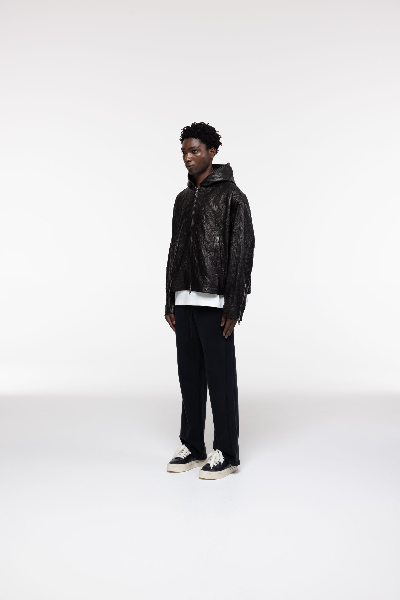 Cole Buxton | Crunch Zipped Leather Jacket | Mens | Black