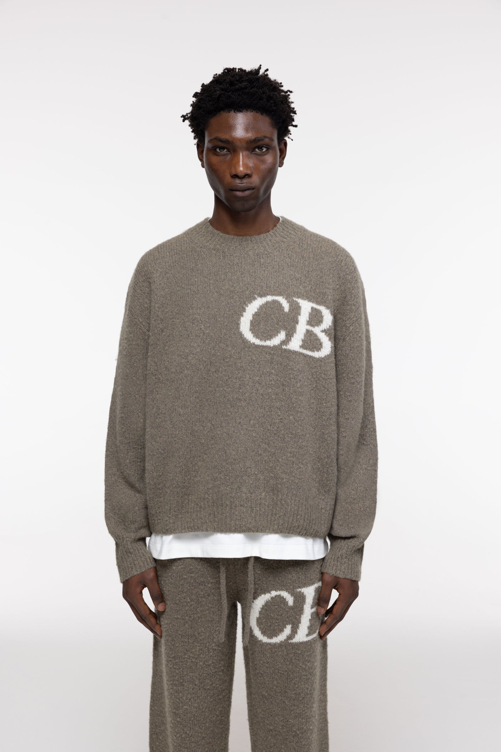 Cole Buxton | Cb Logo Knit Sweater | Mens | Khaki