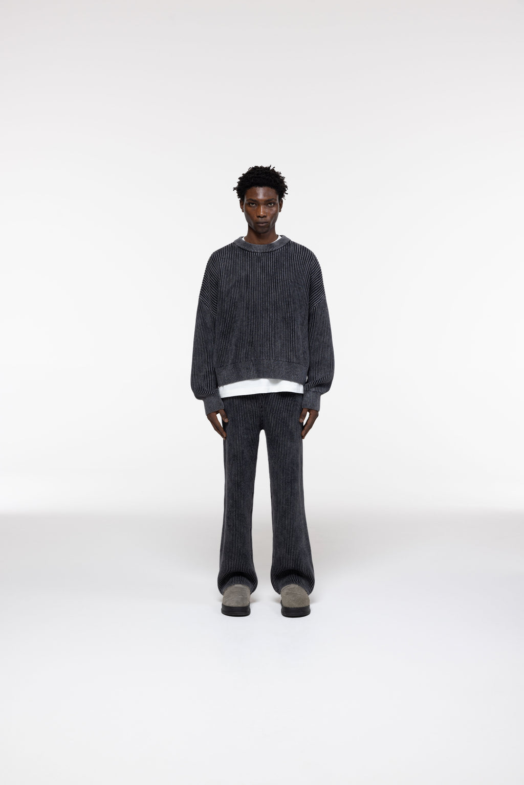 Cole Buxton | Acid Wash Knit Pants | Mens | Black