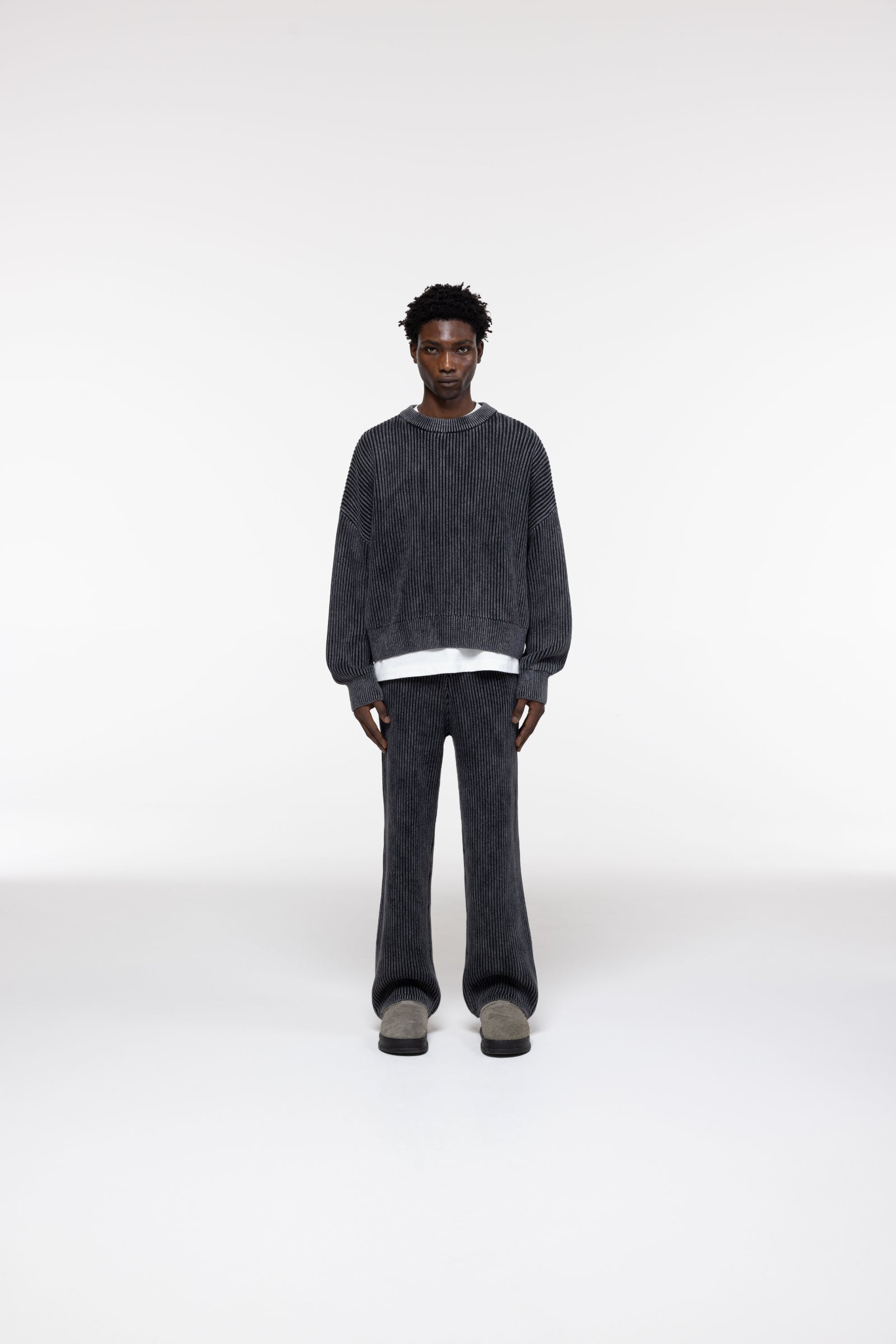 Cole Buxton | Acid Wash Knit Pants | Mens | Black