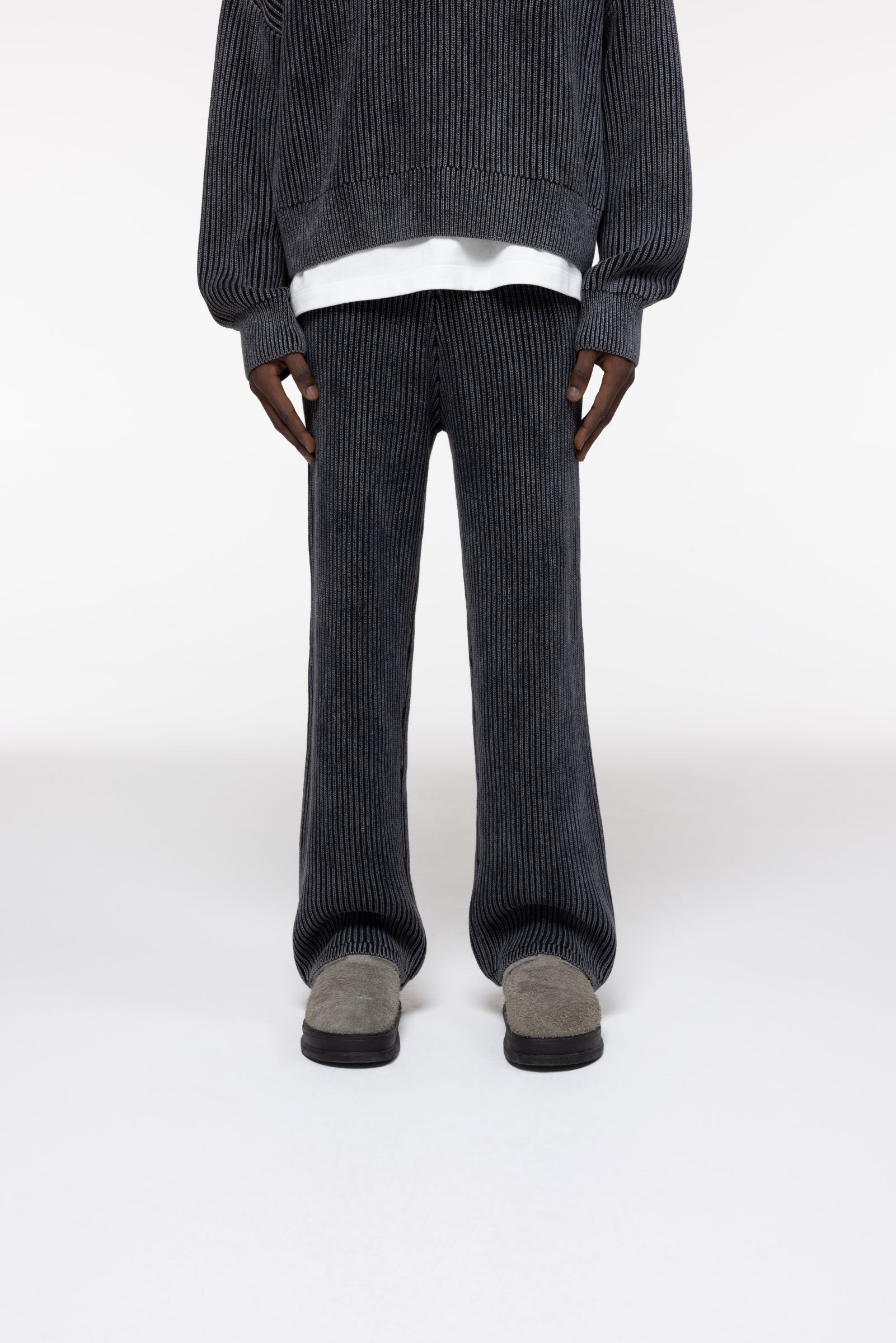 Cole Buxton | Acid Wash Knit Pants | Mens | Black