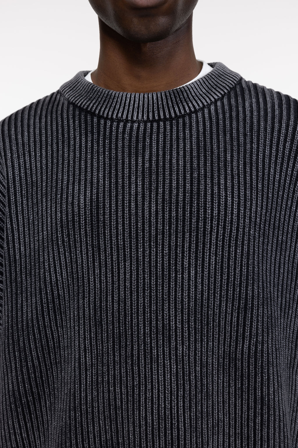 Cole Buxton | Acid Wash Knit Sweatshirt | Mens | Black
