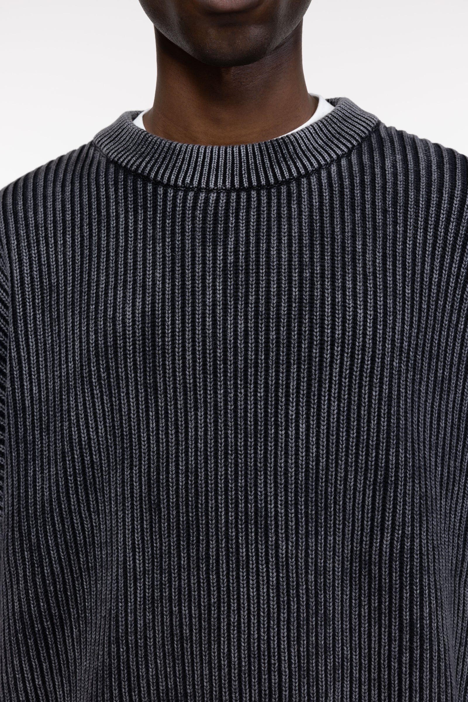 Cole Buxton | Acid Wash Knit Sweatshirt | Mens | Black