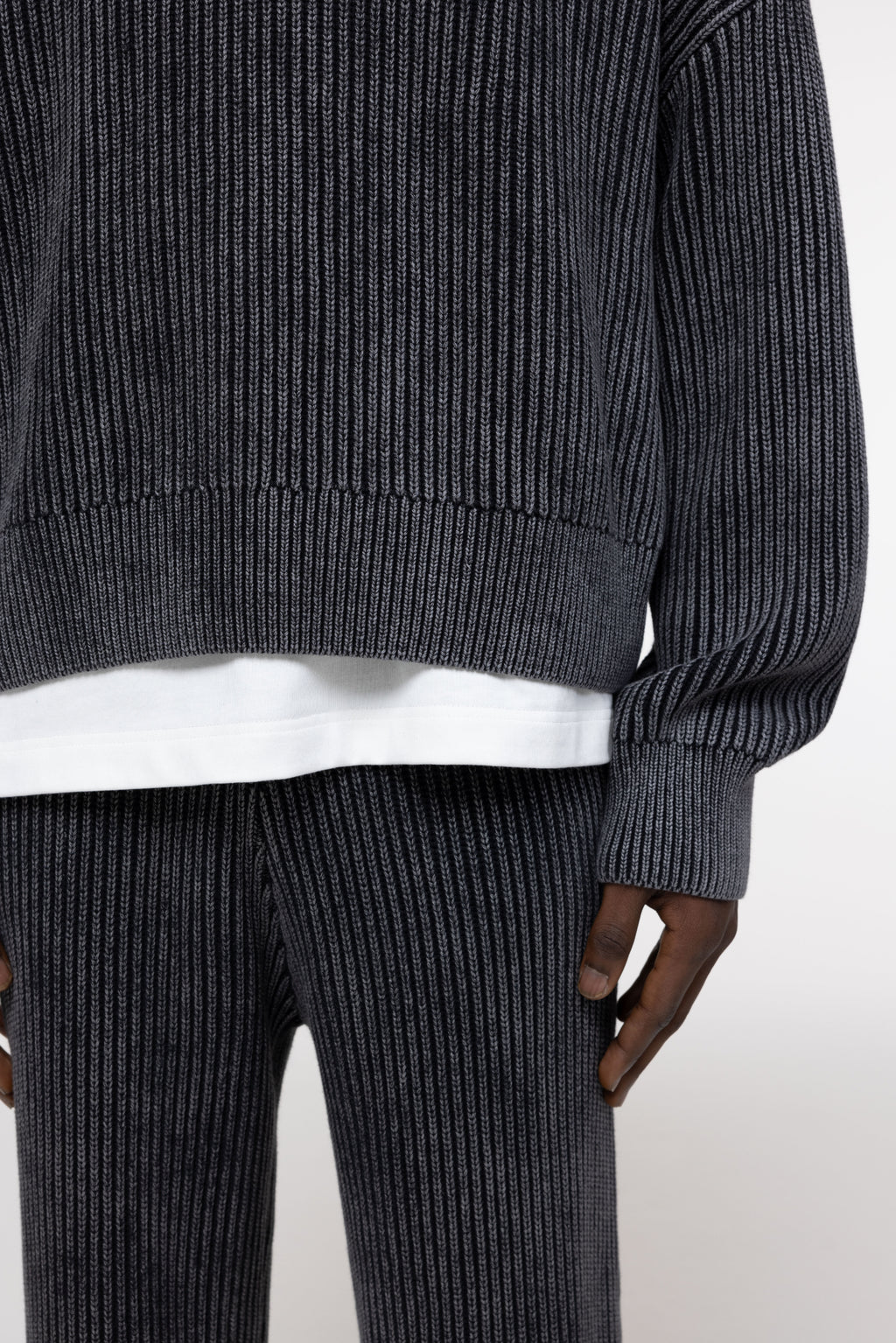 Cole Buxton | Acid Wash Knit Sweatshirt | Mens | Black