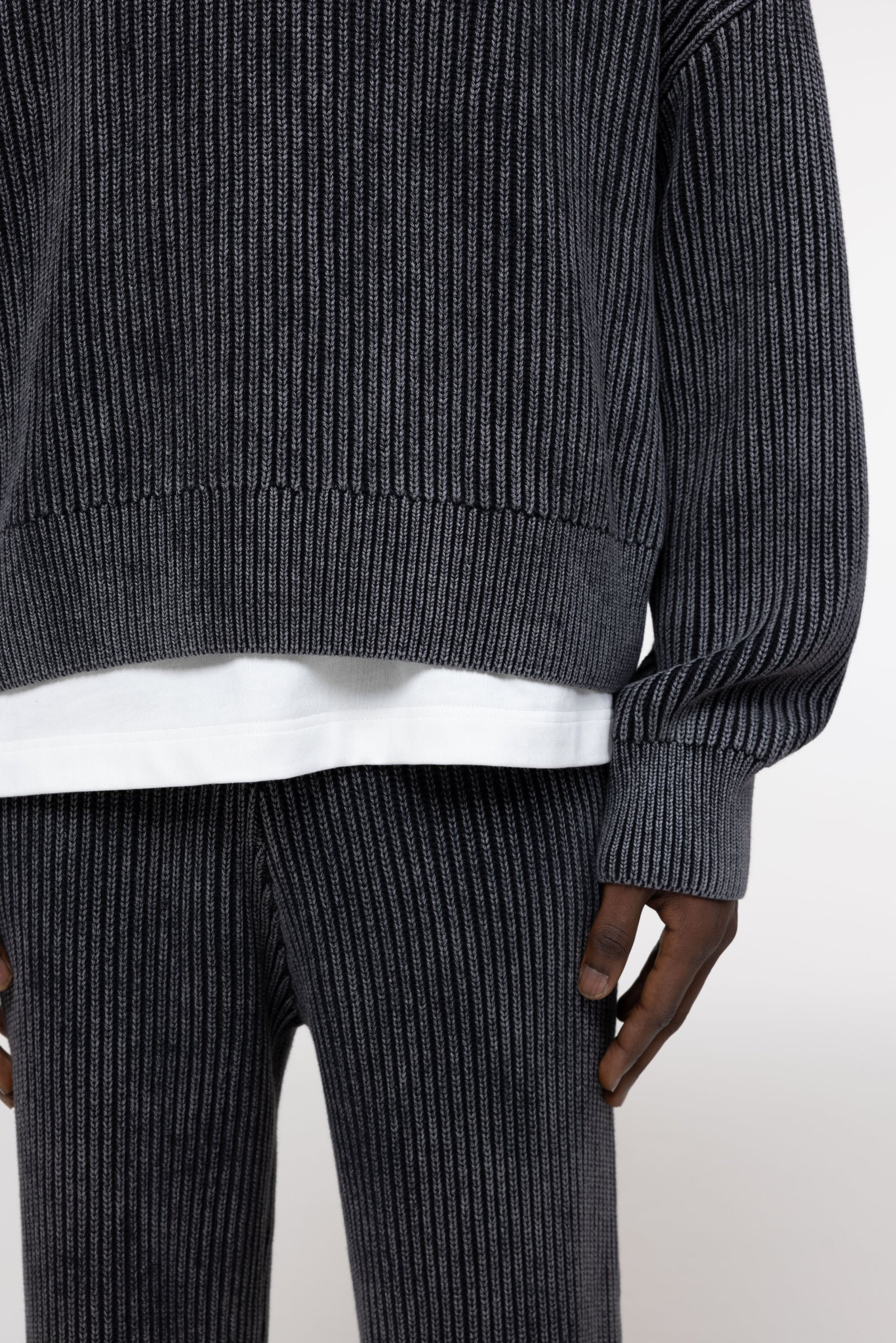 Cole Buxton | Acid Wash Knit Sweatshirt | Mens | Black