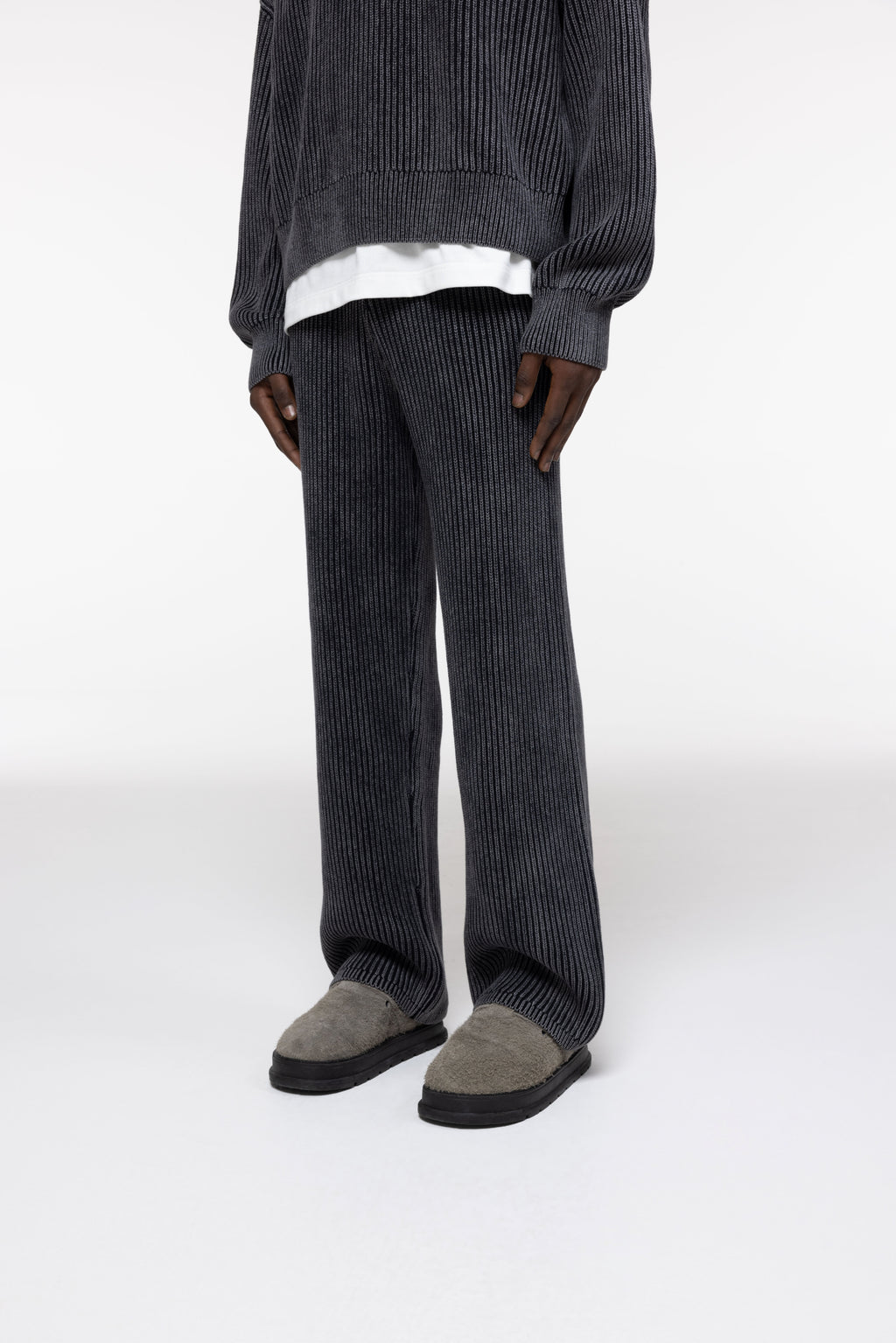 Cole Buxton | Acid Wash Knit Pants | Mens | Black