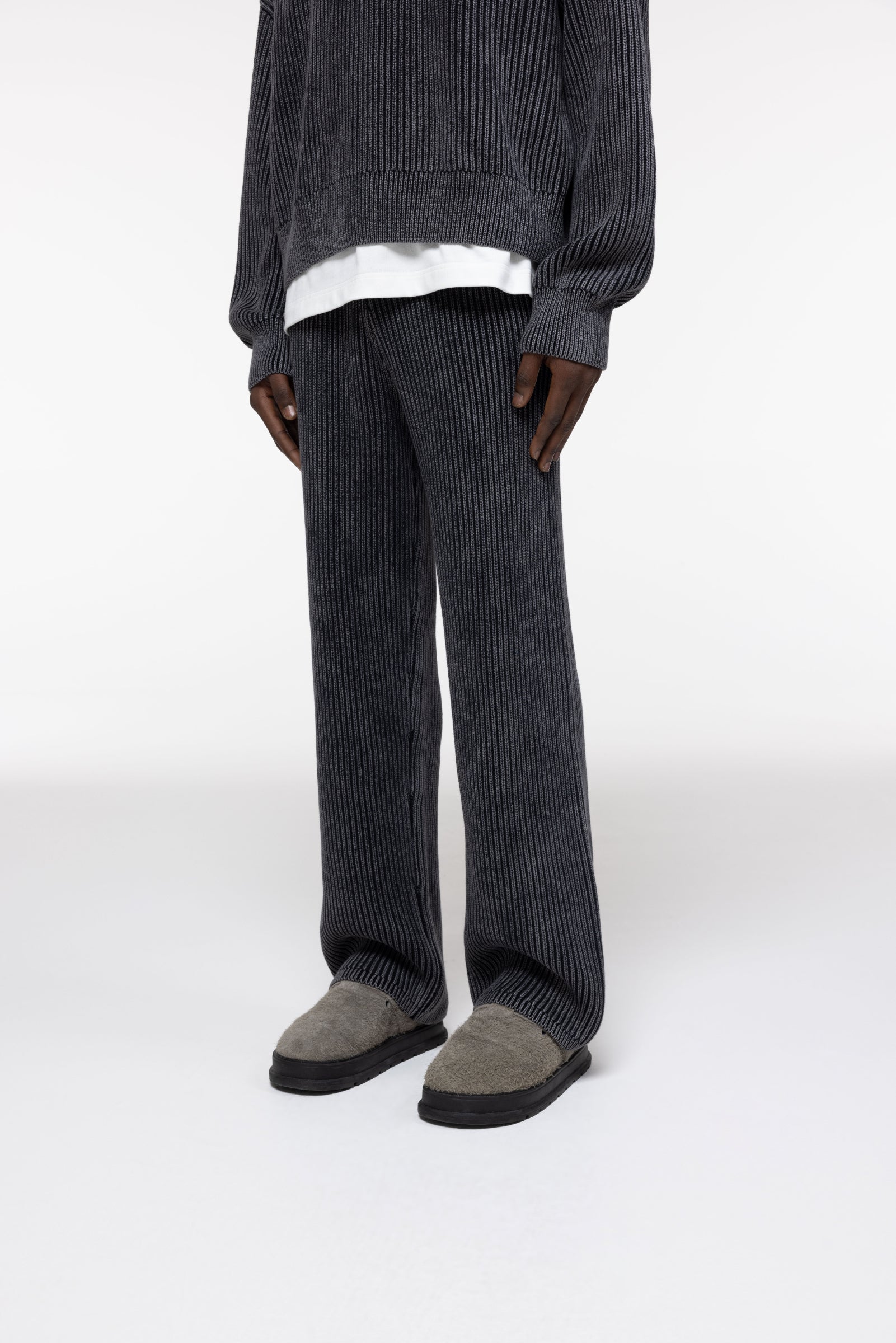 Cole Buxton | Acid Wash Knit Pants | Mens | Black