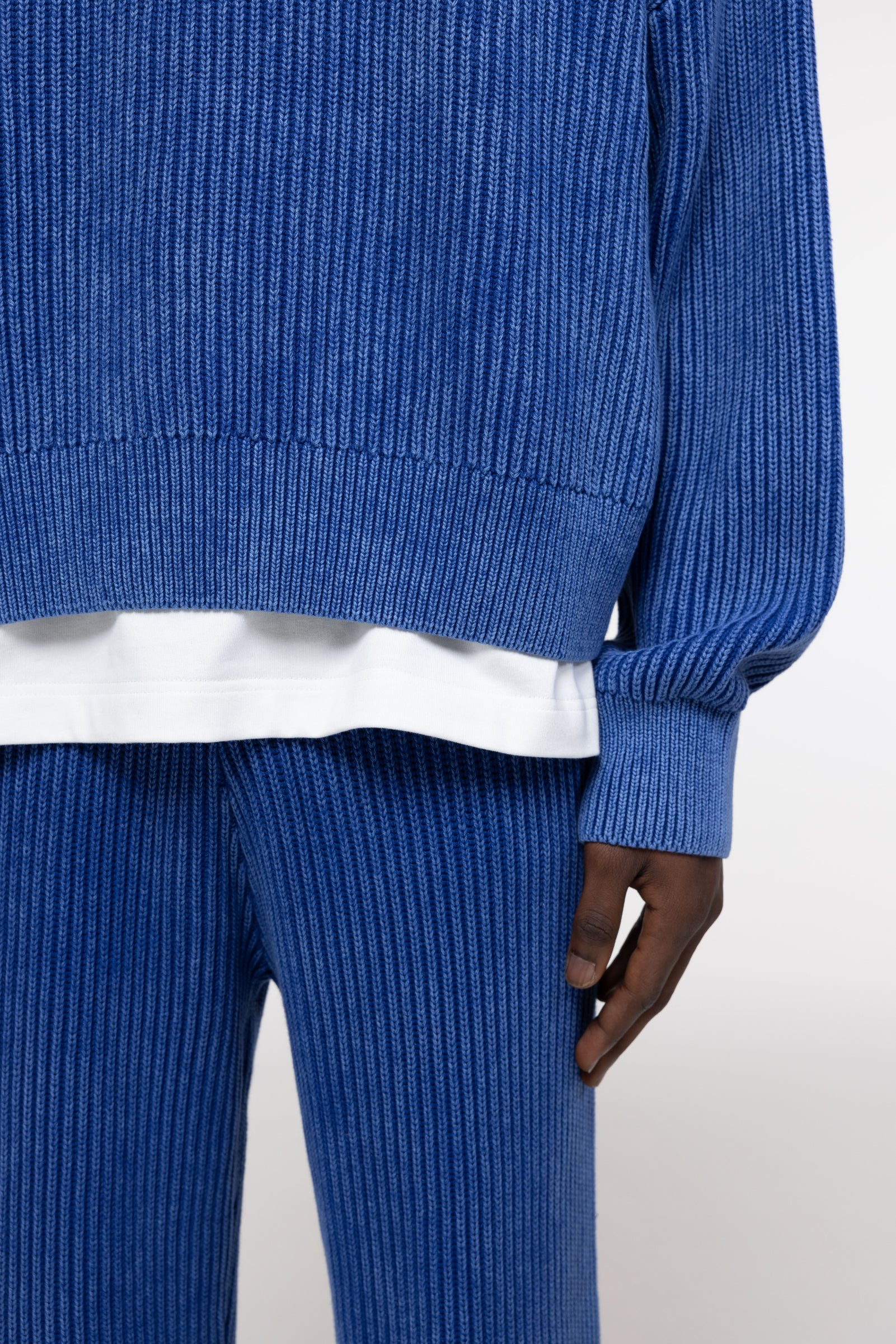 Cole Buxton | Acid Wash Knit Sweatshirt | Mens | Washed Blue