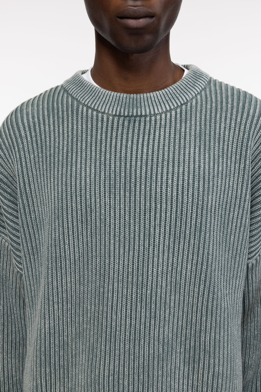 Cole Buxton | Acid Wash Knit Sweatshirt | Mens | Washed Green