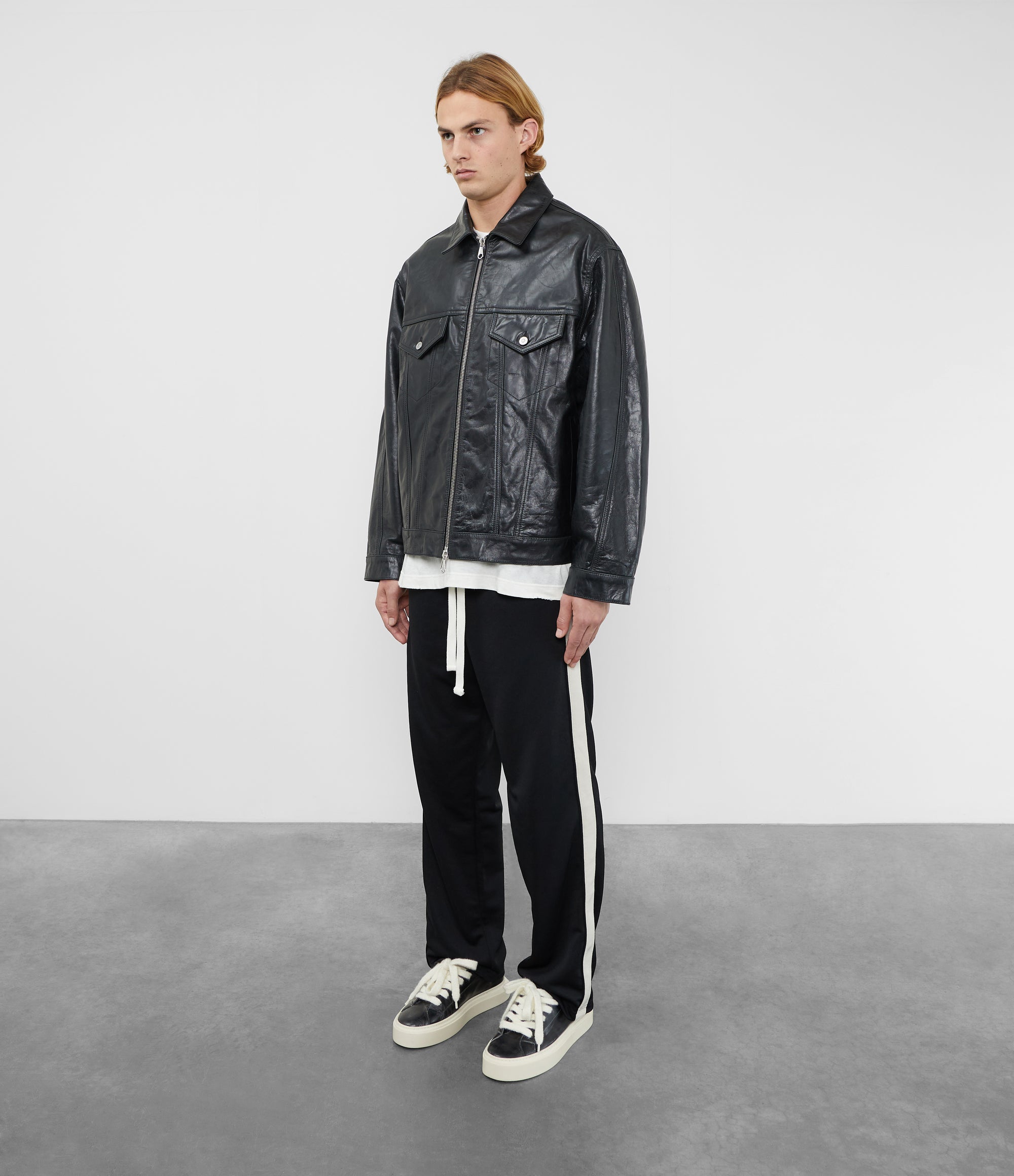 Cole Buxton | Leather Trucker Jacket | Mens | Leather | Black
