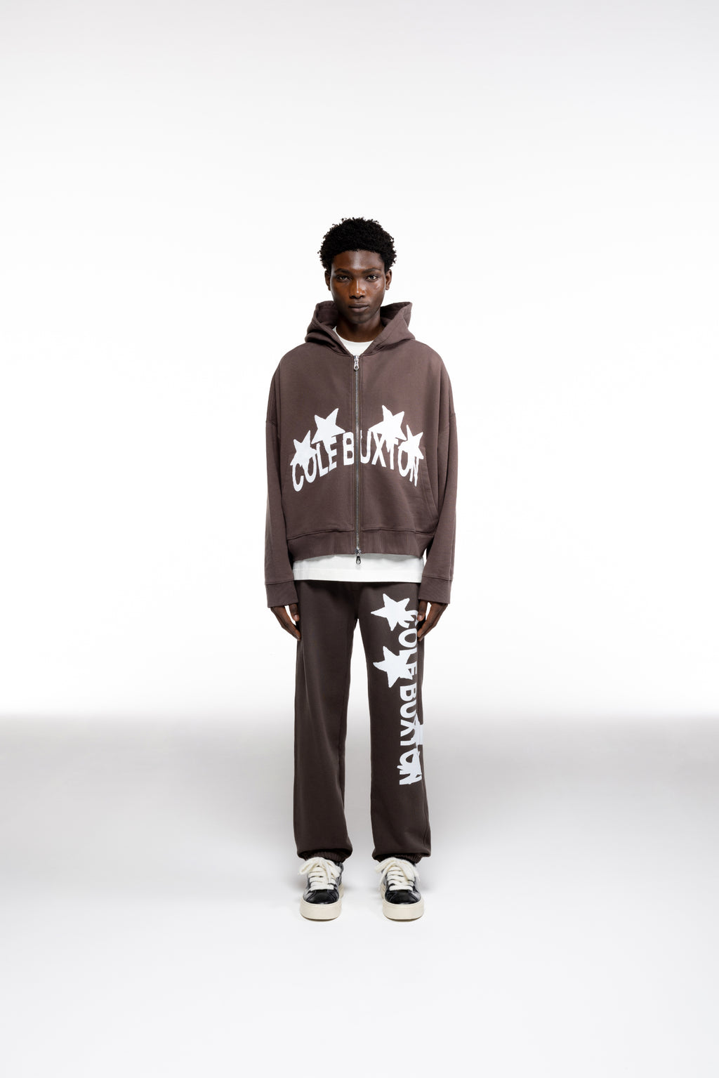 Cole Buxton | 4 Star Zipped Hoodie | Mens | Brown