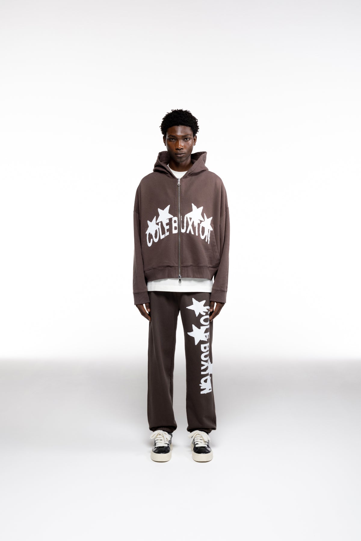 Cole Buxton | 4 Star Zipped Hoodie | Mens | Brown