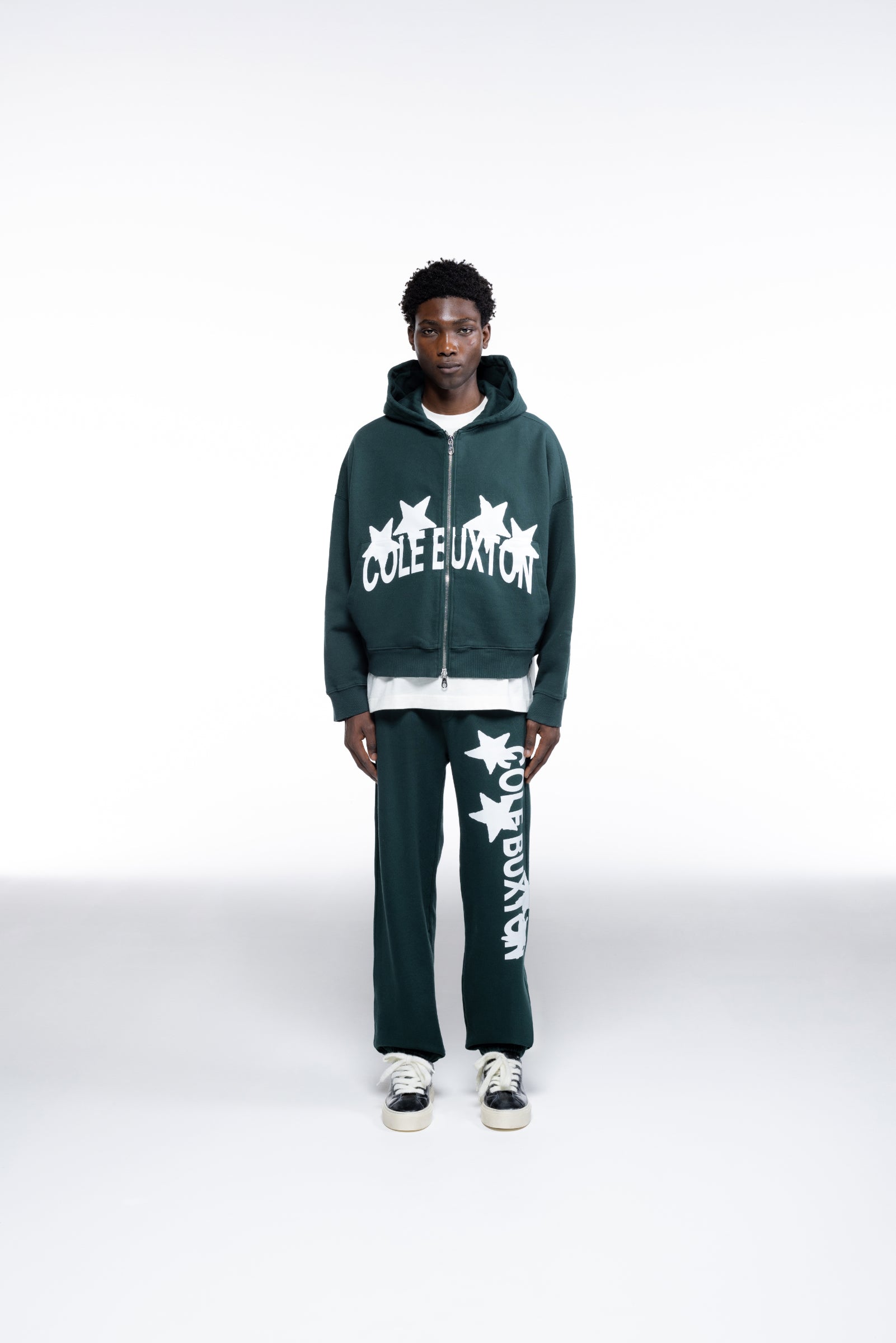 Cole Buxton | 4 Star Zipped Hoodie | Mens | Forest Green