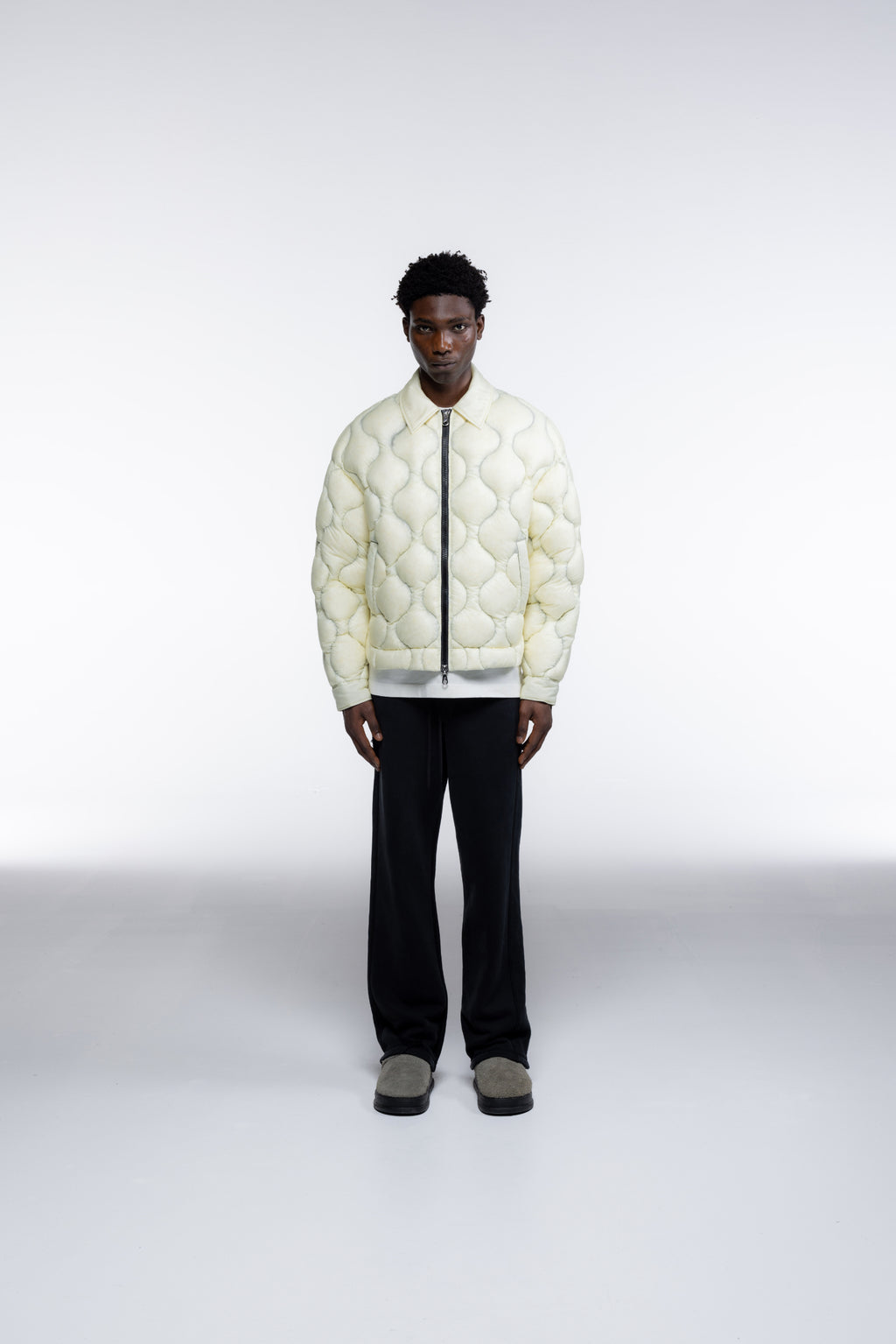 Cole Buxton | Translucent Quilted Overshirt | Mens | Vintage White