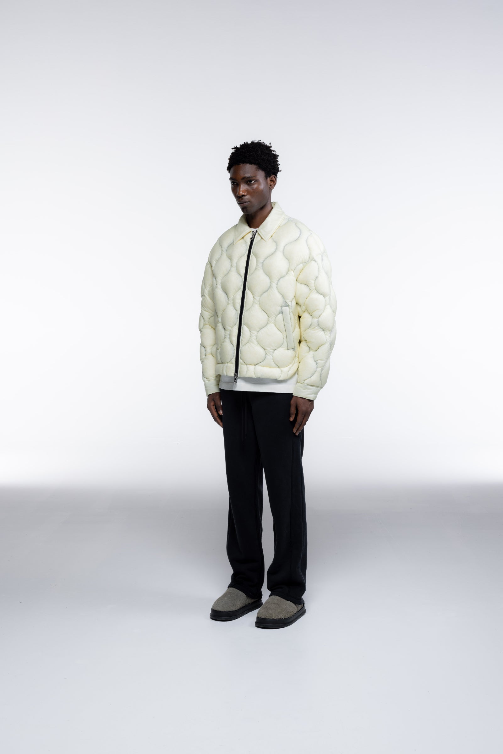 Cole Buxton | Translucent Quilted Overshirt | Mens | Vintage White