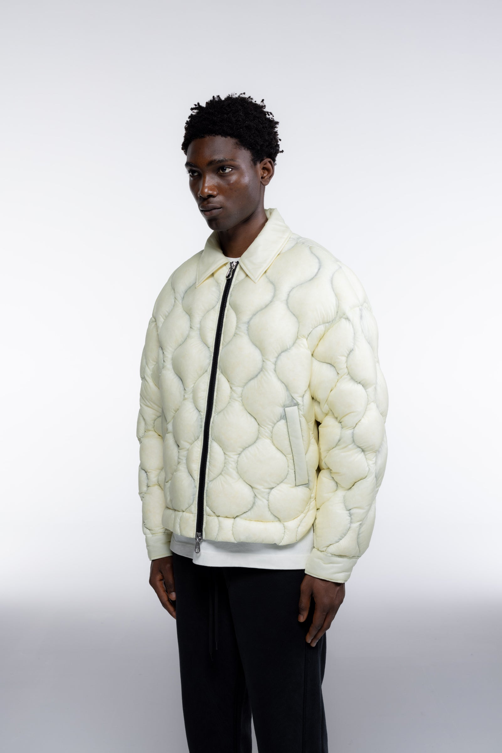 Cole Buxton | Translucent Quilted Overshirt | Mens | Vintage White