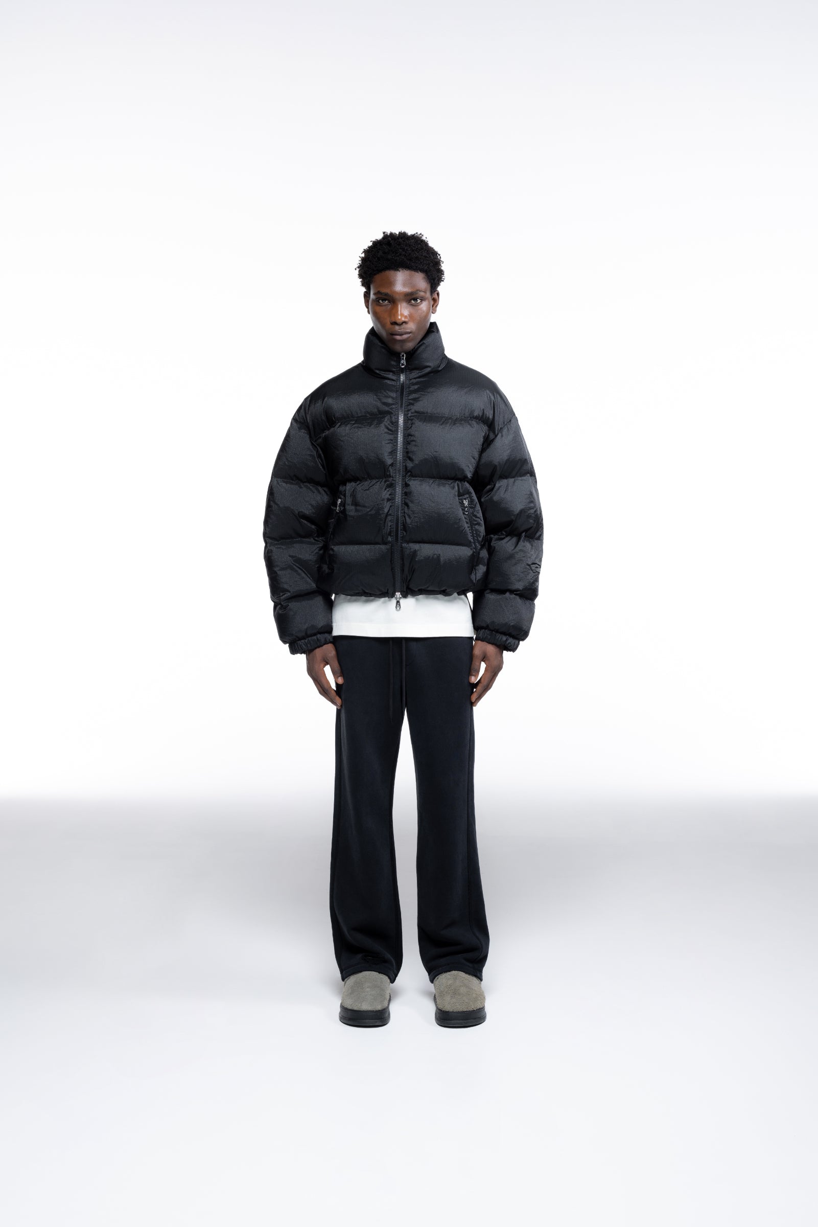 Cole Buxton | Cropped Nylon Ripstop Puffer | Mens | Black