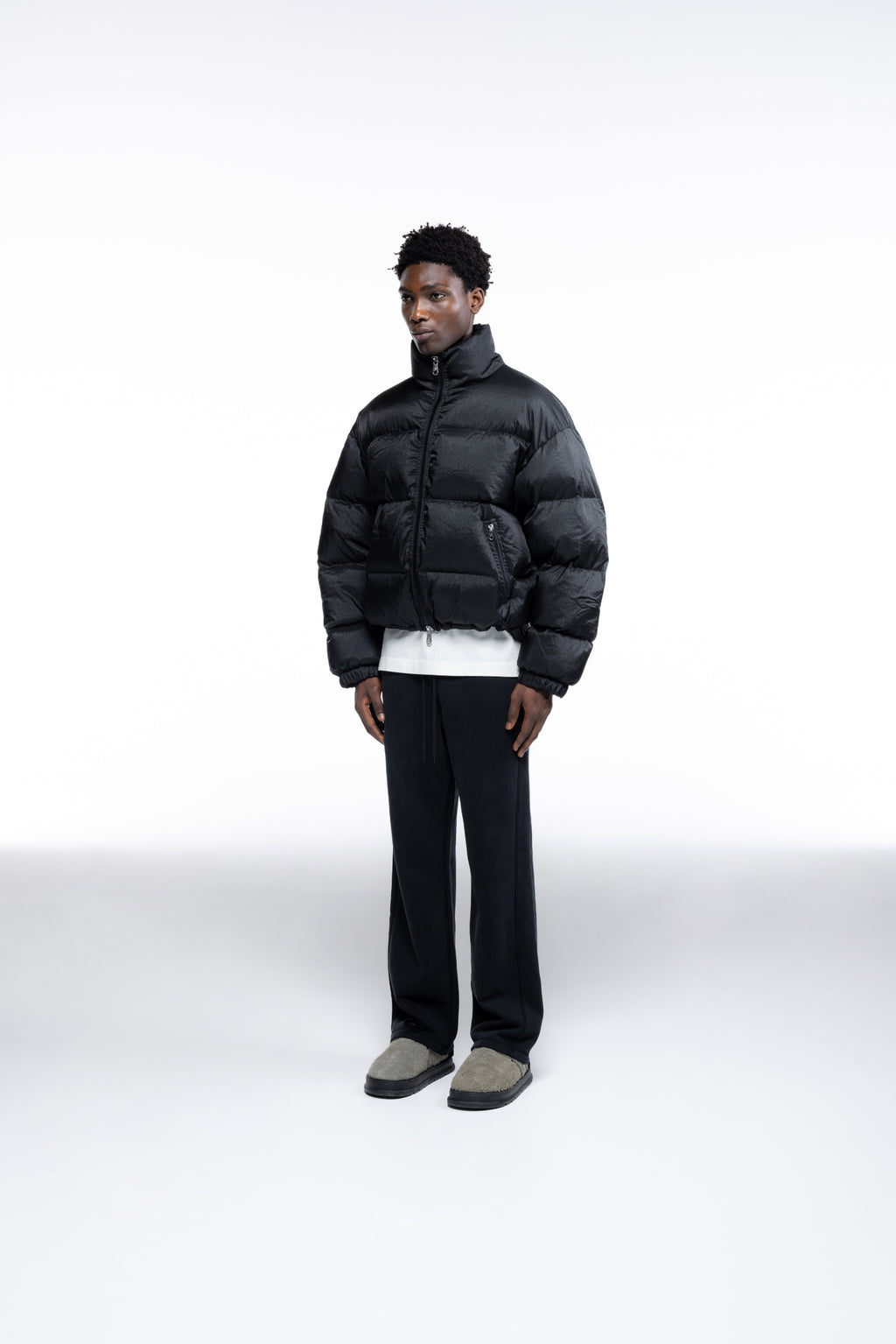 Cole Buxton | Cropped Nylon Ripstop Puffer | Mens | Black