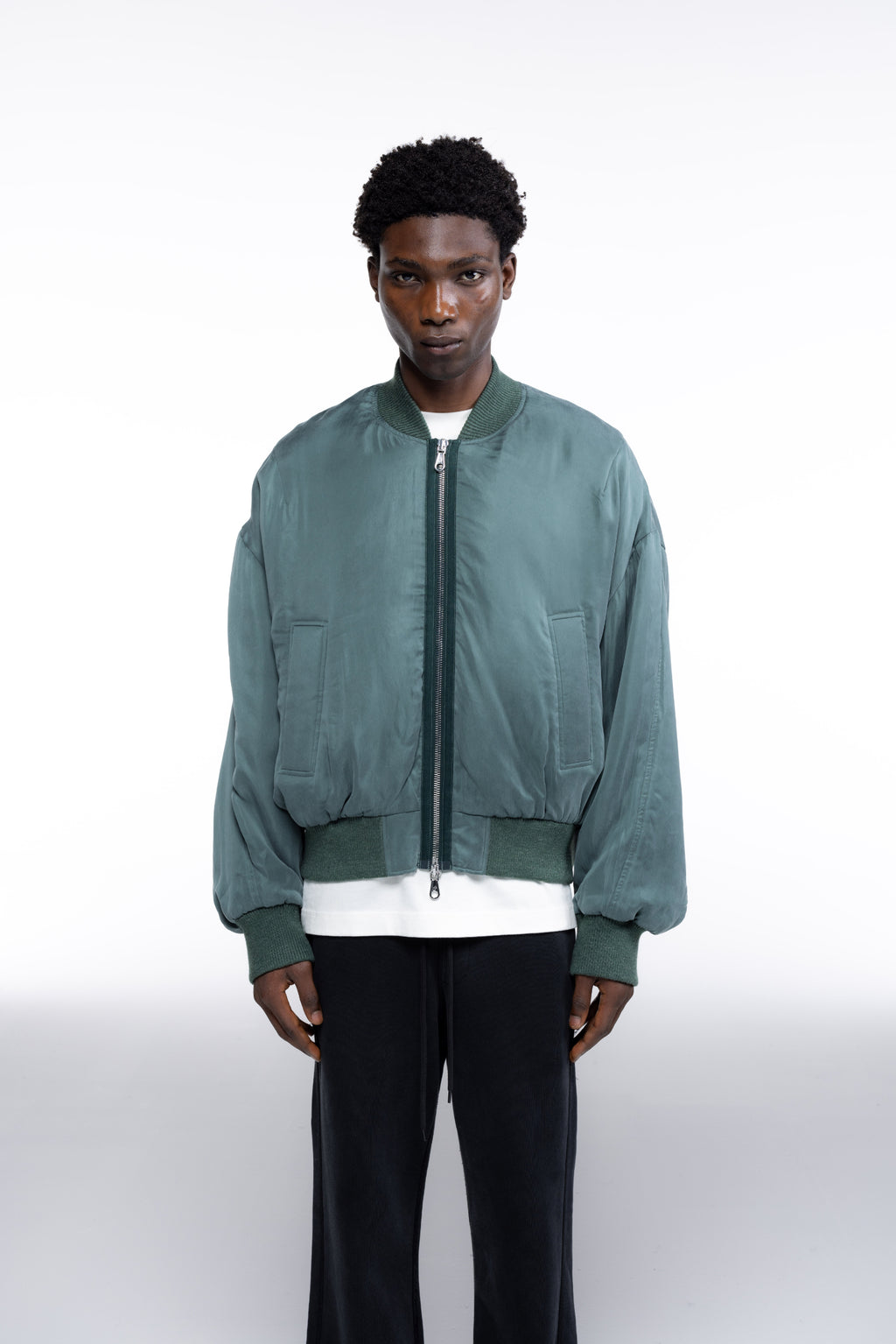 Cole Buxton | Cupro Bomber | Mens | Forest Green