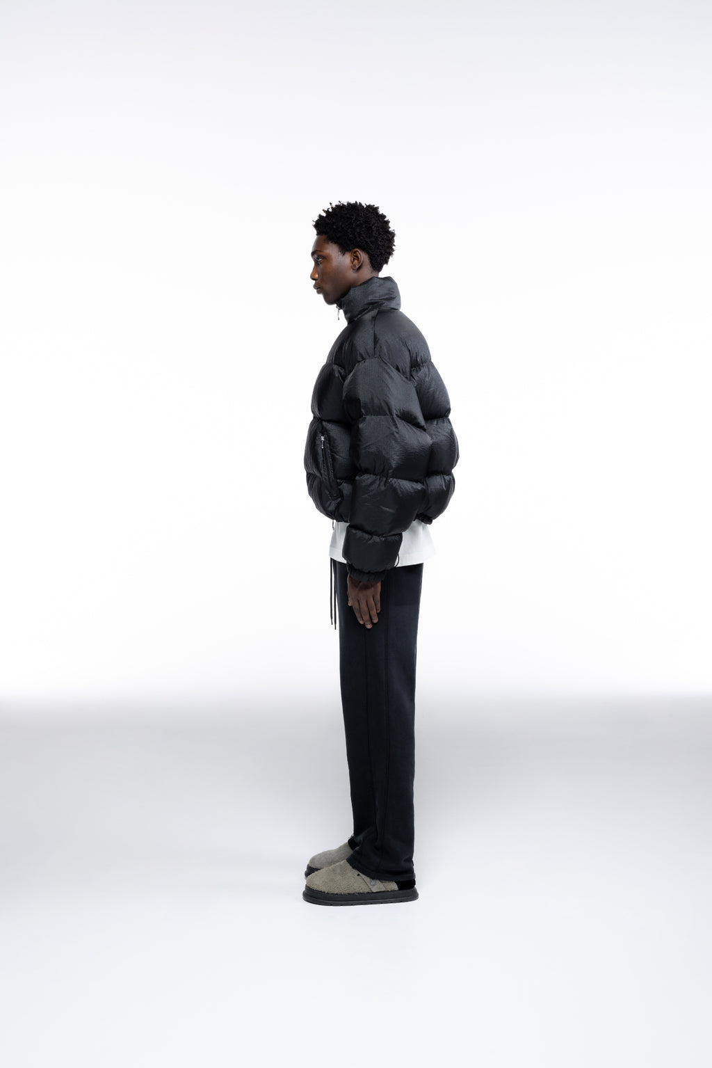 Cole Buxton | Cropped Nylon Ripstop Puffer | Mens | Black