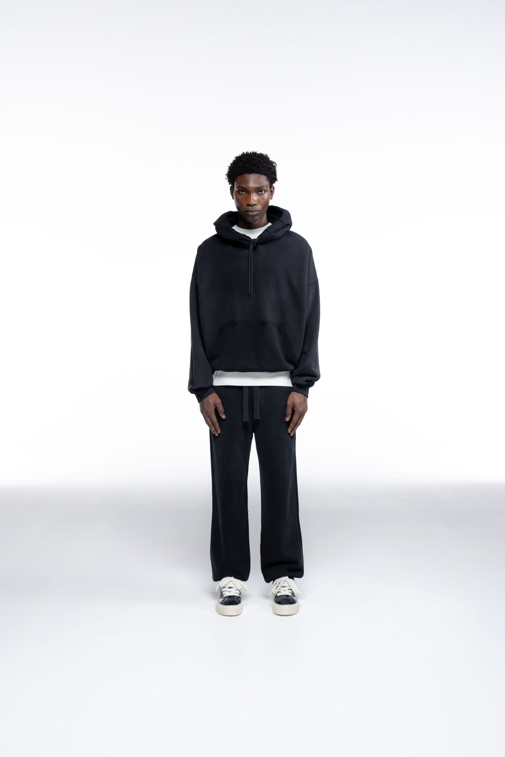 Cole Buxton | Distressed Hoodie | Mens | Washed Black