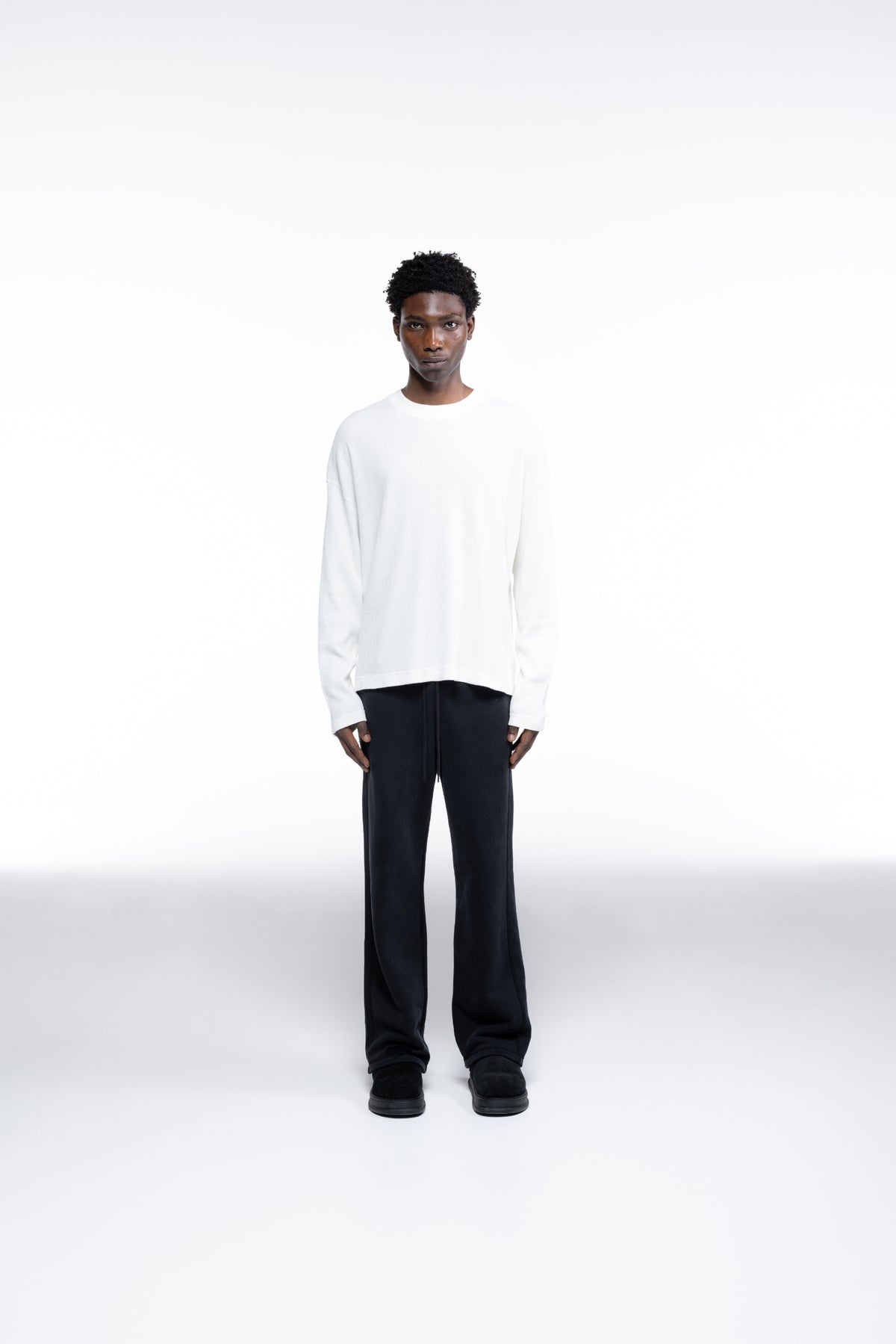 Cole Buxton | Waffle Painted Star Long Sleeve T-Shirt | Mens | Vintage White