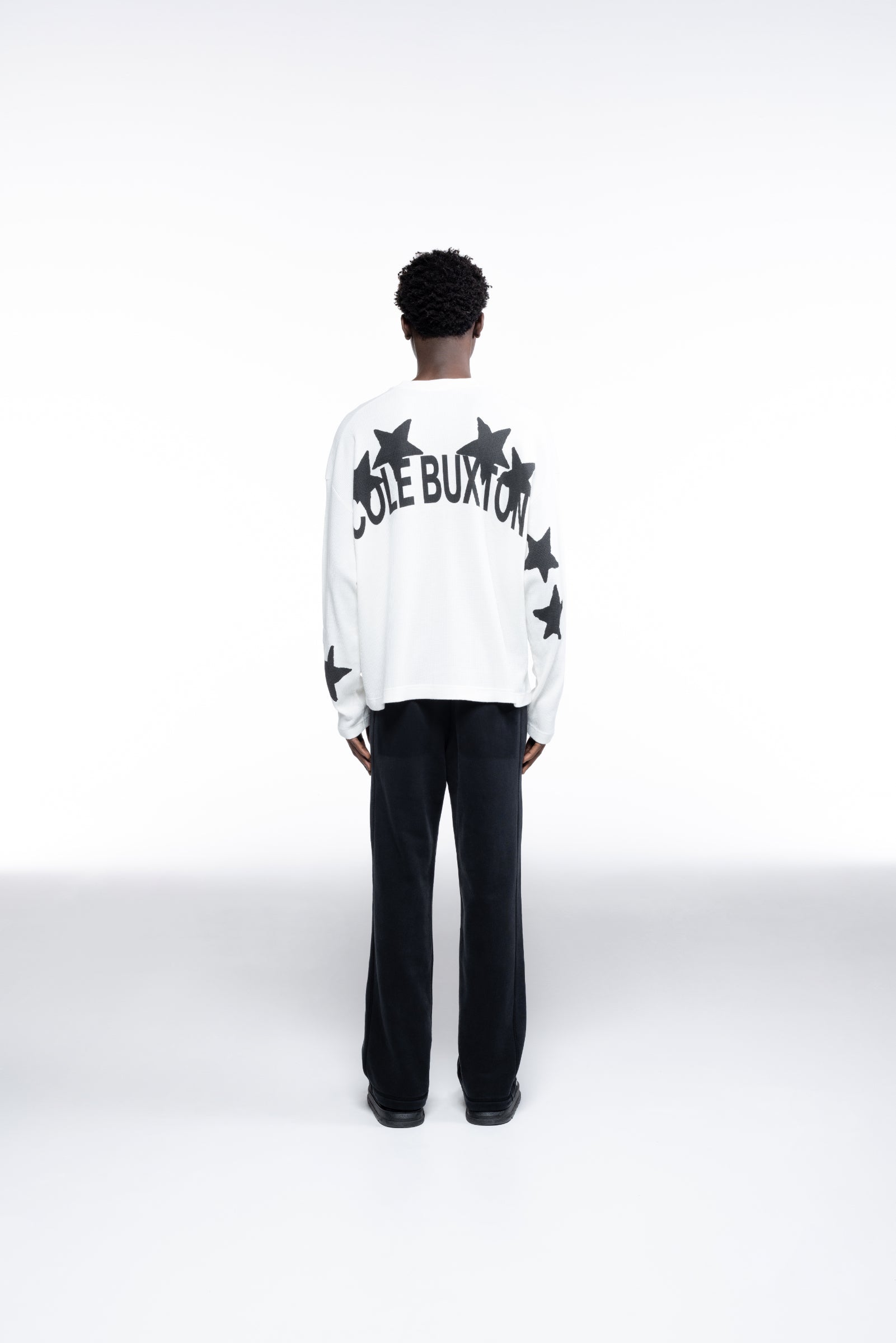 Cole Buxton | Waffle Painted Star Long Sleeve T-Shirt | Mens | Vintage White