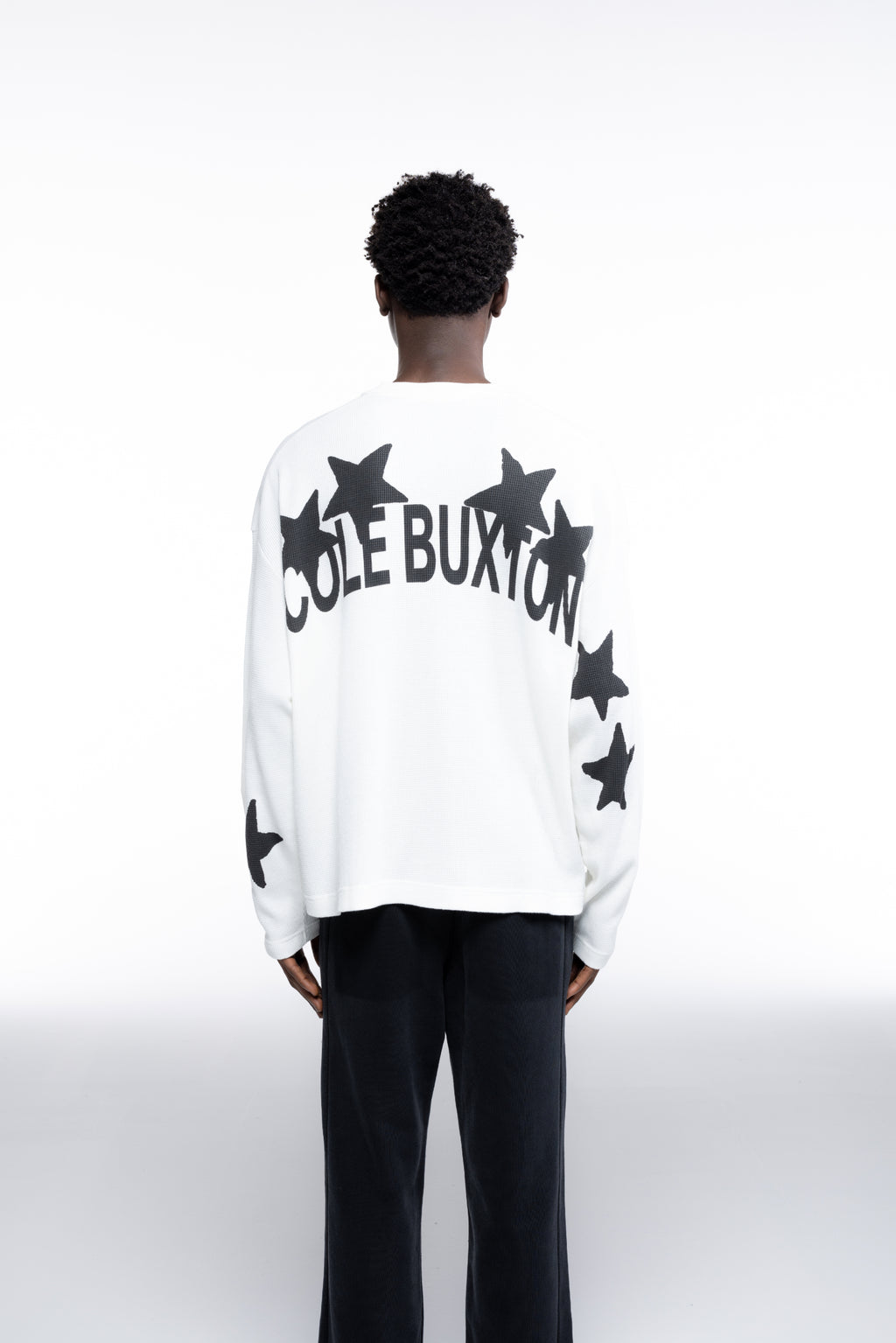Cole Buxton | Waffle Painted Star Long Sleeve T-Shirt | Mens | Vintage White