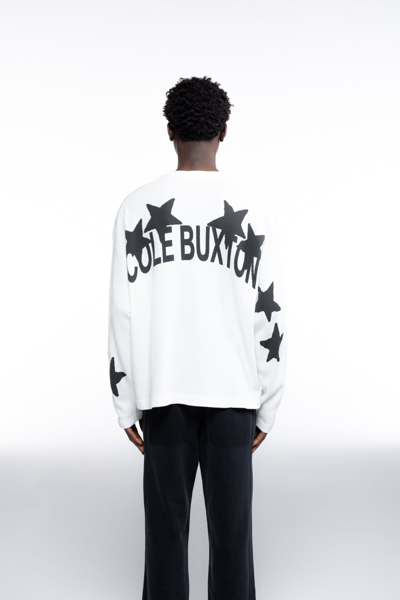 Cole Buxton | Waffle Painted Star Long Sleeve T-Shirt | Mens | Vintage White