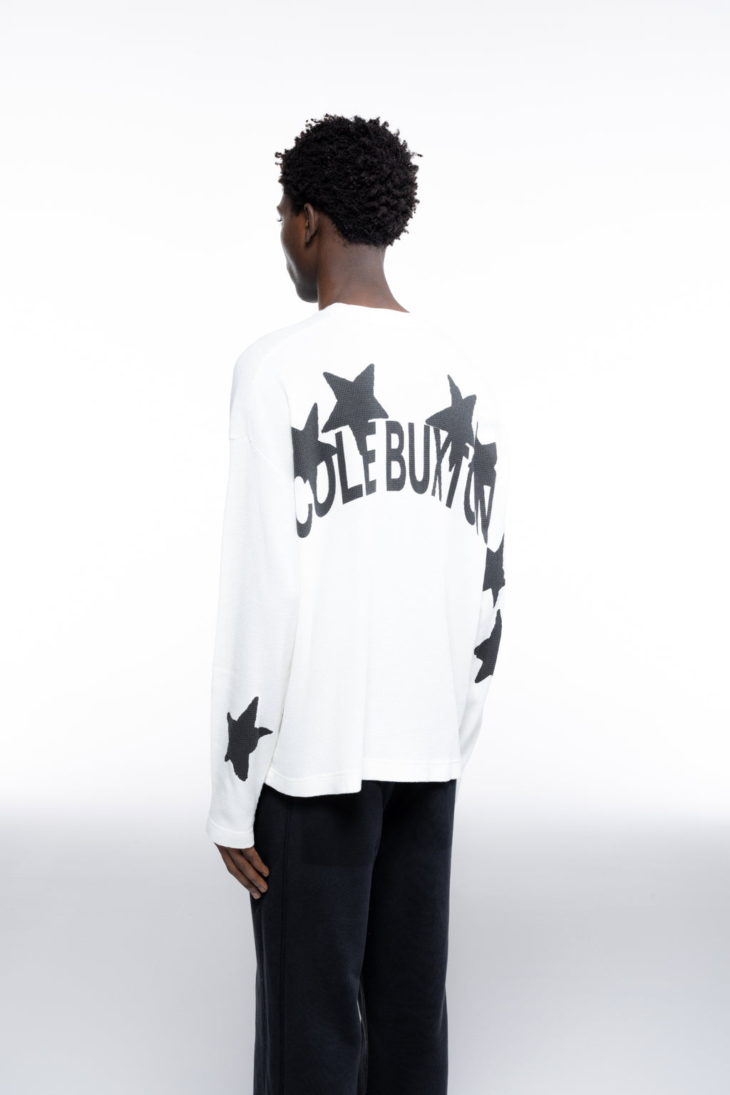 Cole Buxton | Waffle Painted Star Long Sleeve T-Shirt | Mens | Vintage White