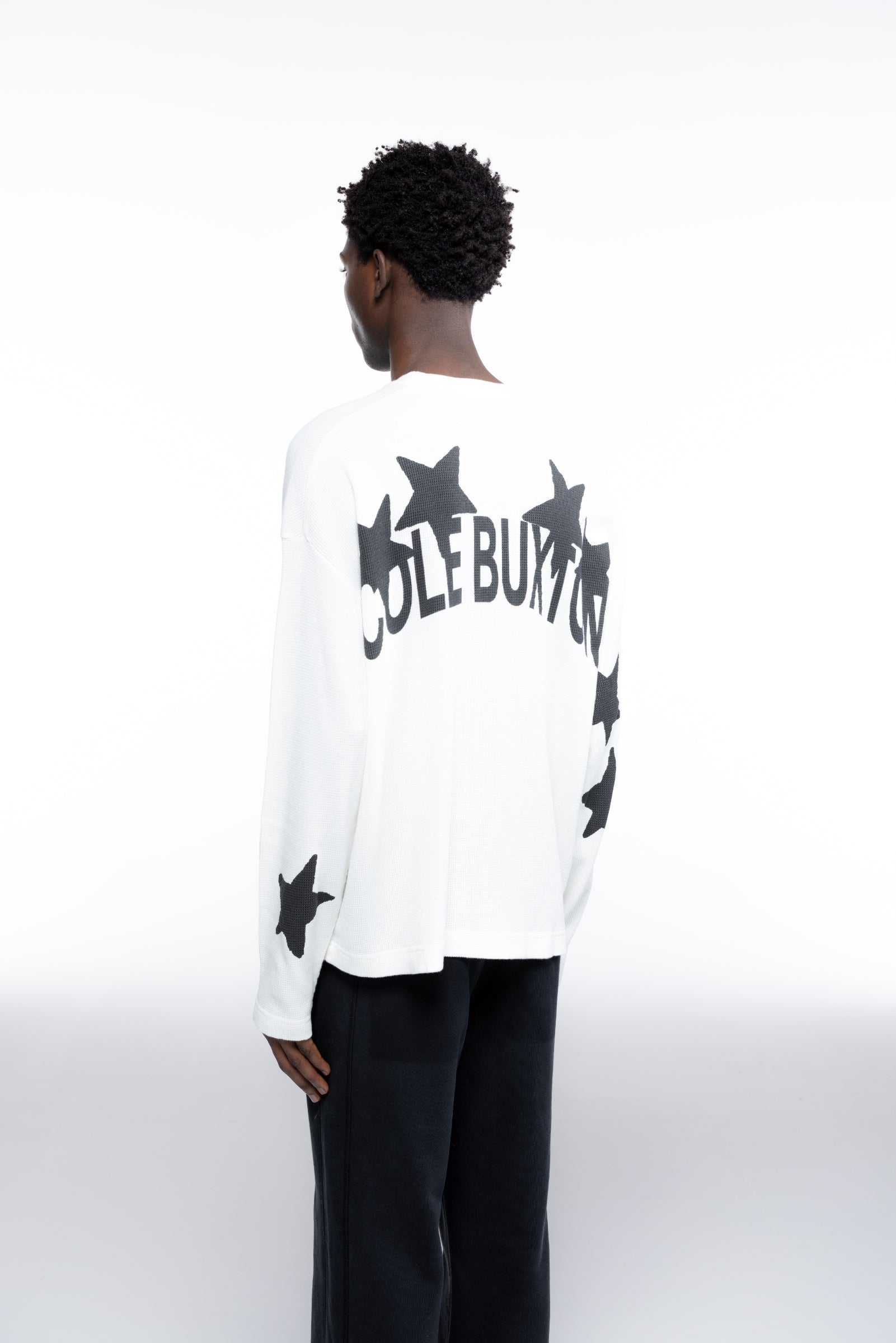 Cole Buxton | Waffle Painted Star Long Sleeve T-Shirt | Mens | Vintage White