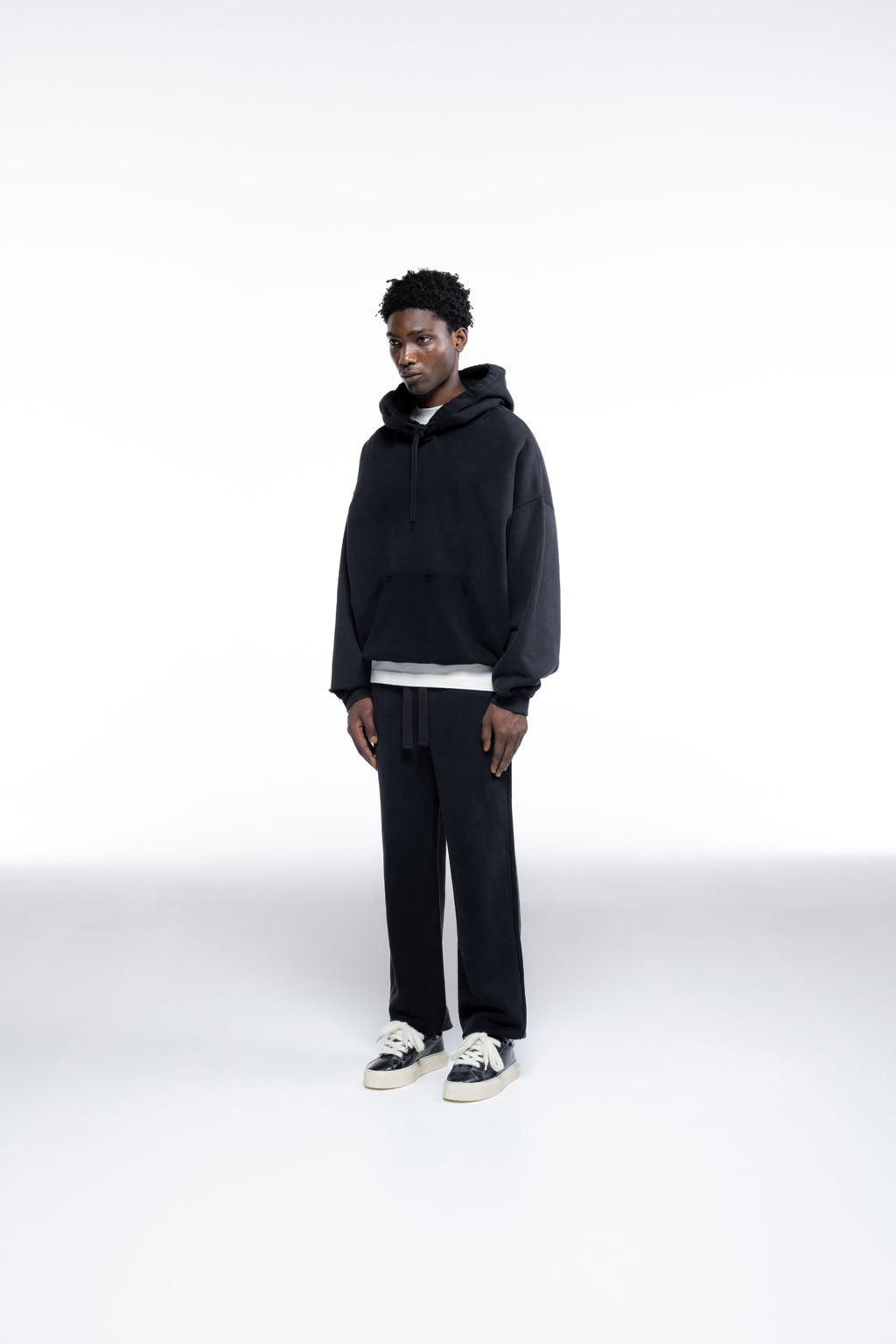 Cole Buxton | Distressed Hoodie | Mens | Washed Black