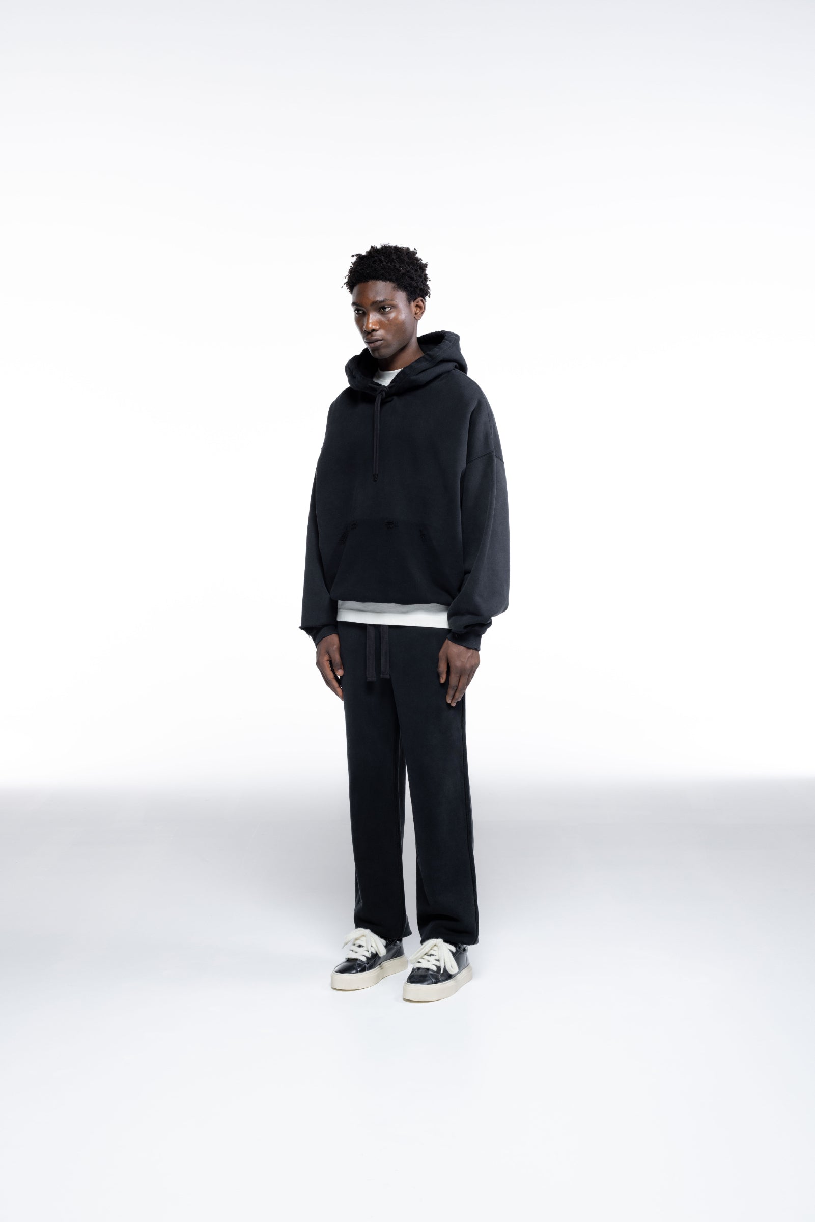 Cole Buxton | Distressed Hoodie | Mens | Washed Black