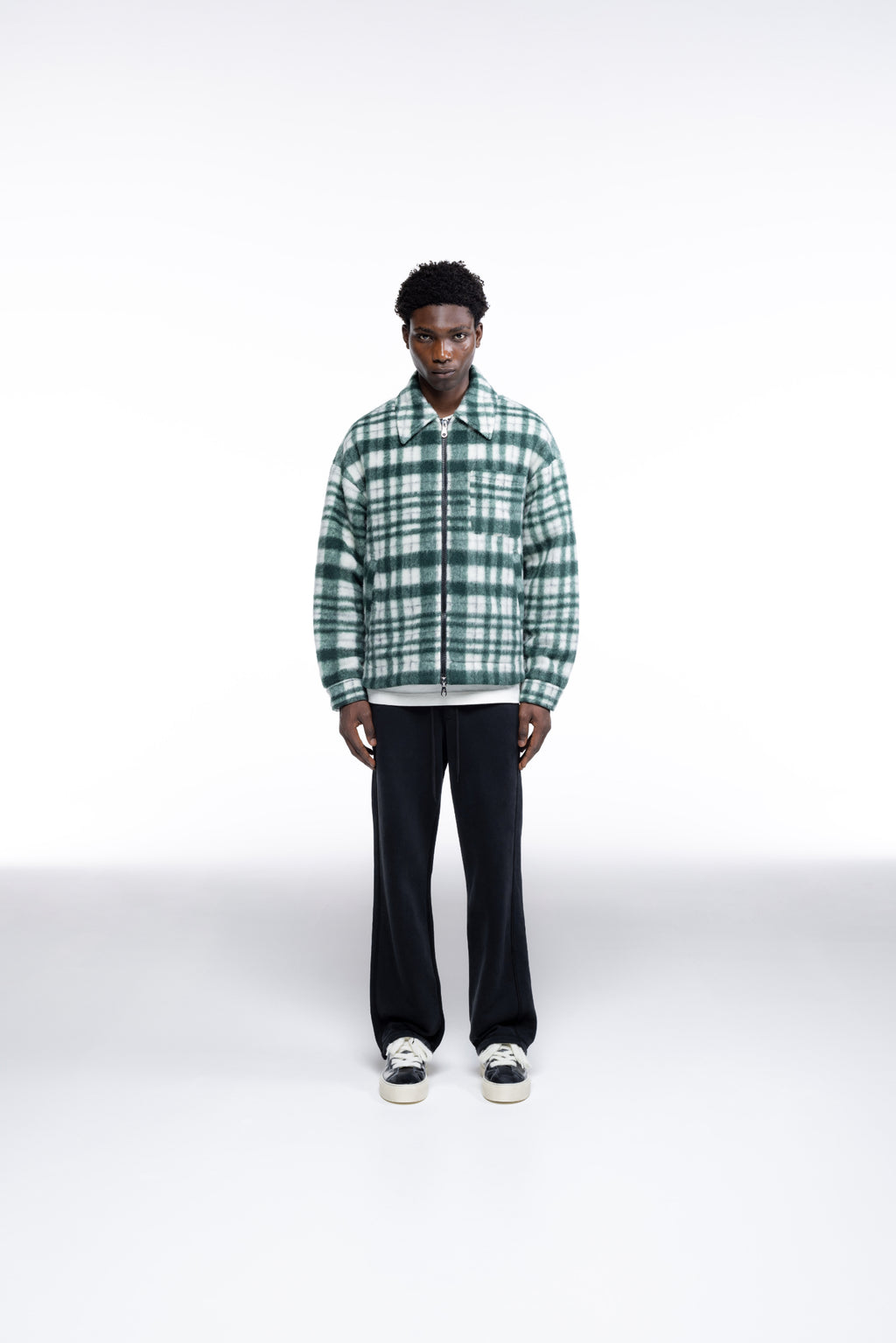 Cole Buxton | Wool Overshirt | Mens | Green/White