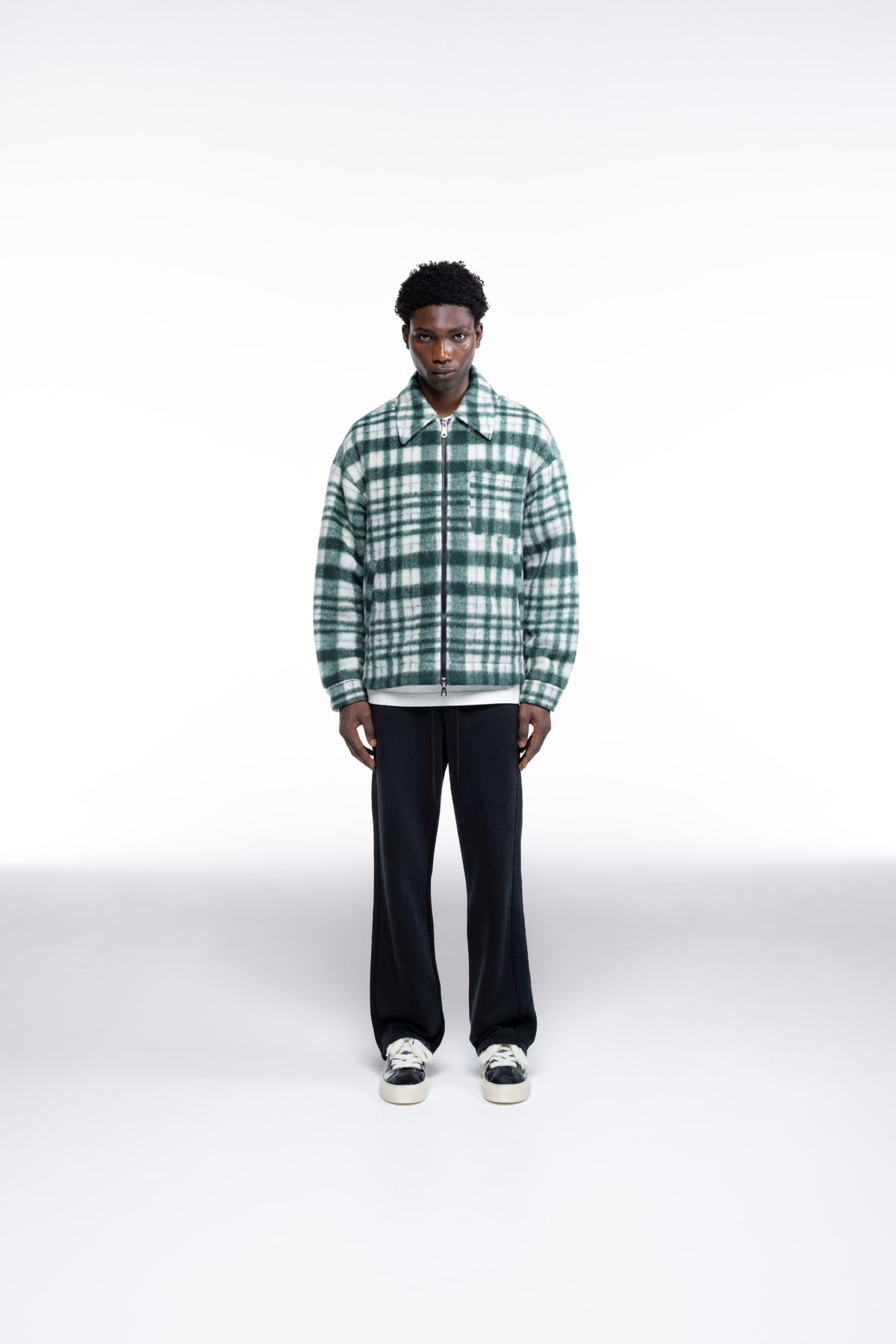 Cole Buxton | Wool Overshirt | Mens | Green/White