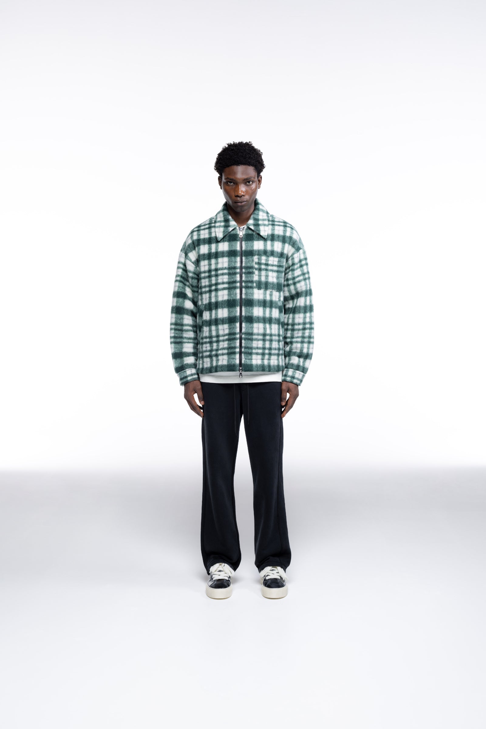 Cole Buxton | Wool Overshirt | Mens | Green/White