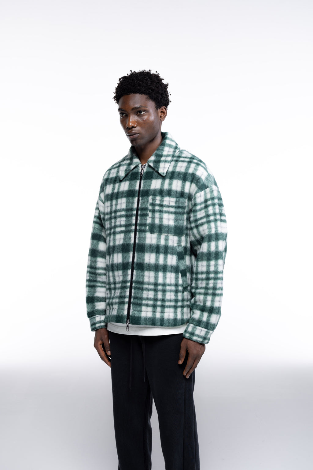 Cole Buxton | Wool Overshirt | Mens | Green/White