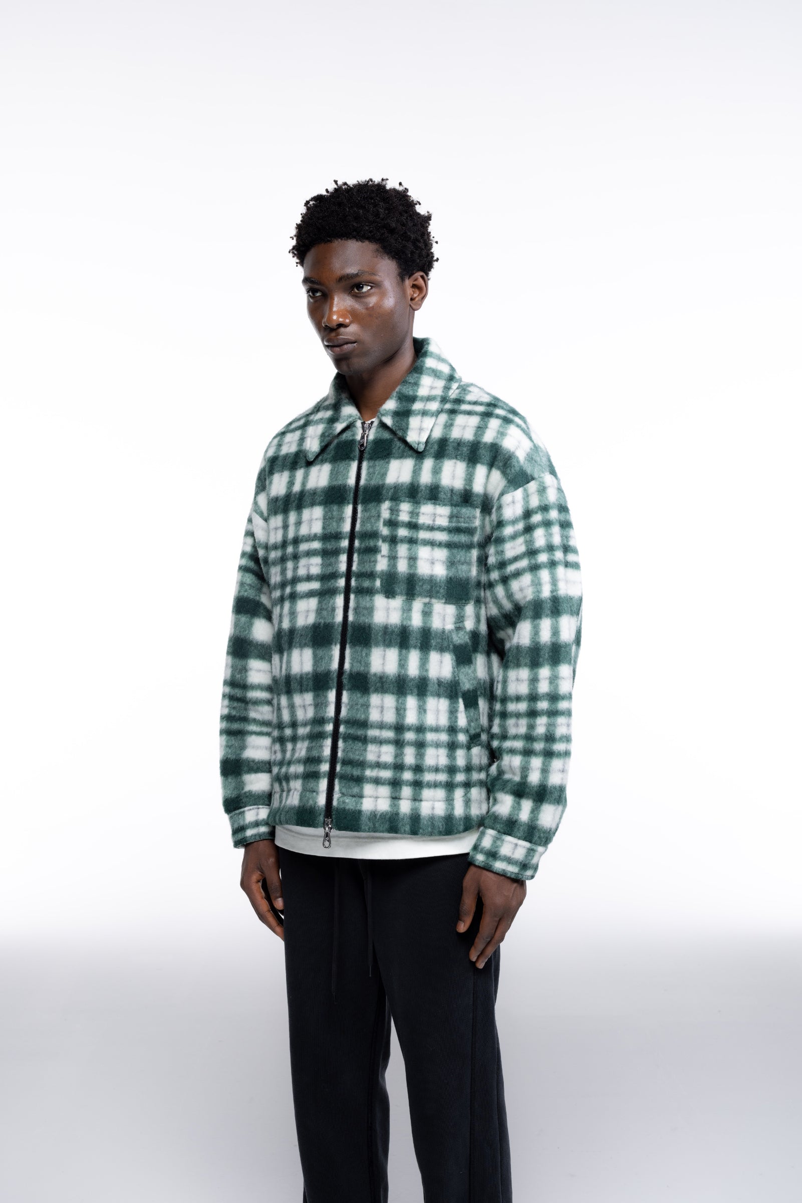 Cole Buxton | Wool Overshirt | Mens | Green/White
