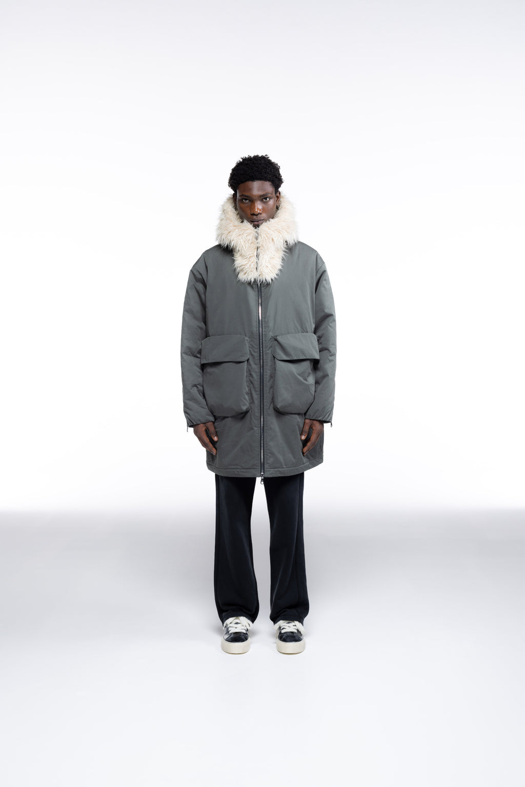 Cole Buxton | Wool Hooded Parka | Mens | Khaki
