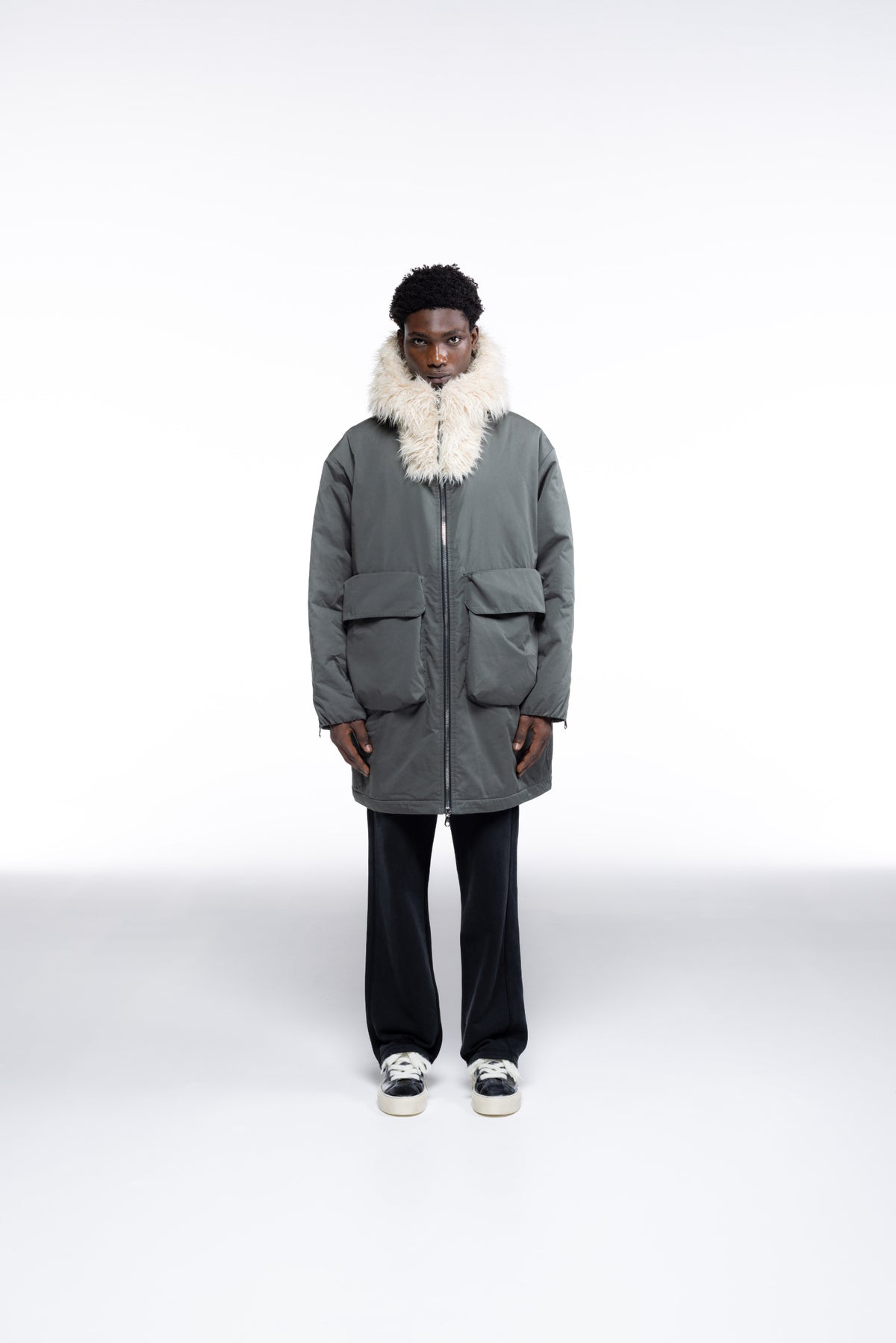 Cole Buxton | Wool Hooded Parka | Mens | Khaki