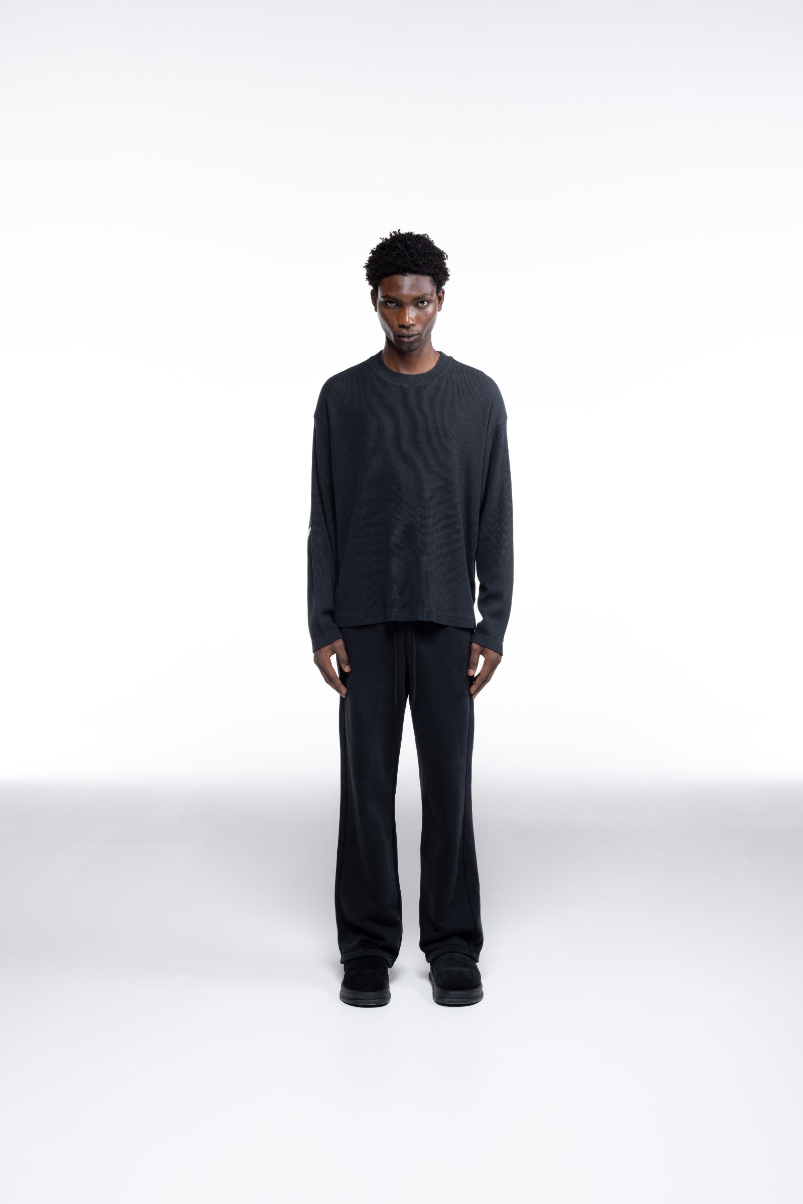 Cole Buxton | Waffle Painted Star Long Sleeve T-Shirt | Mens | Black