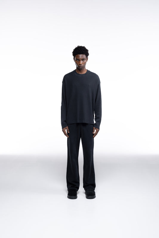 Cole Buxton | Waffle Painted Star Long Sleeve T-Shirt | Mens | Black