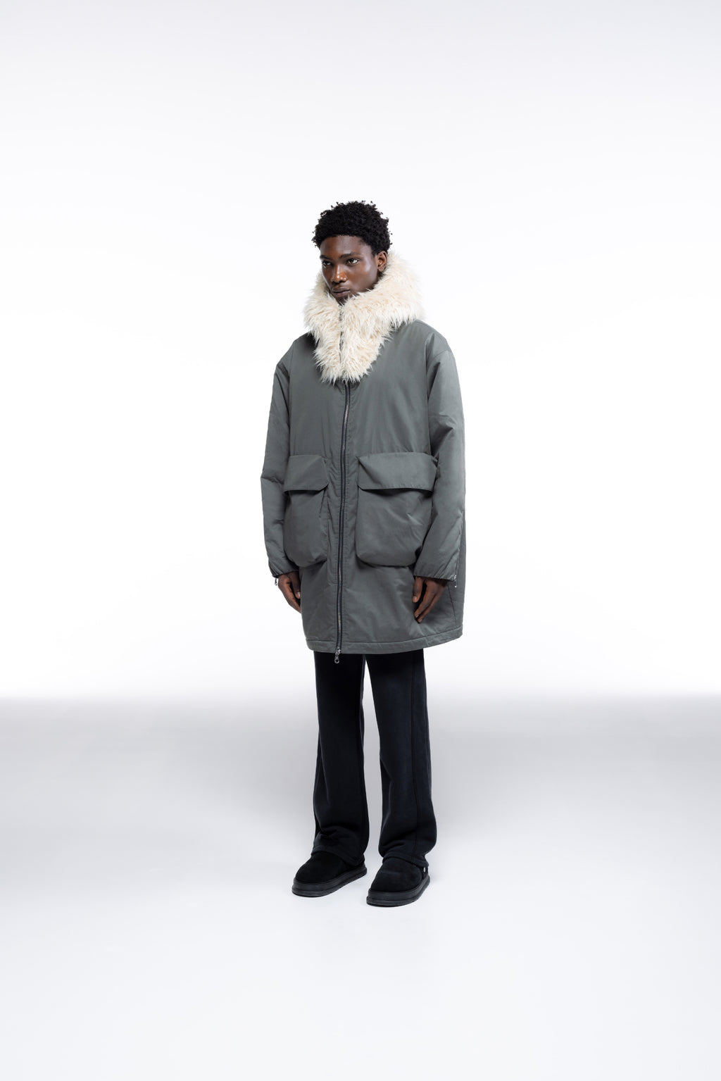 Cole Buxton | Wool Hooded Parka | Mens | Khaki