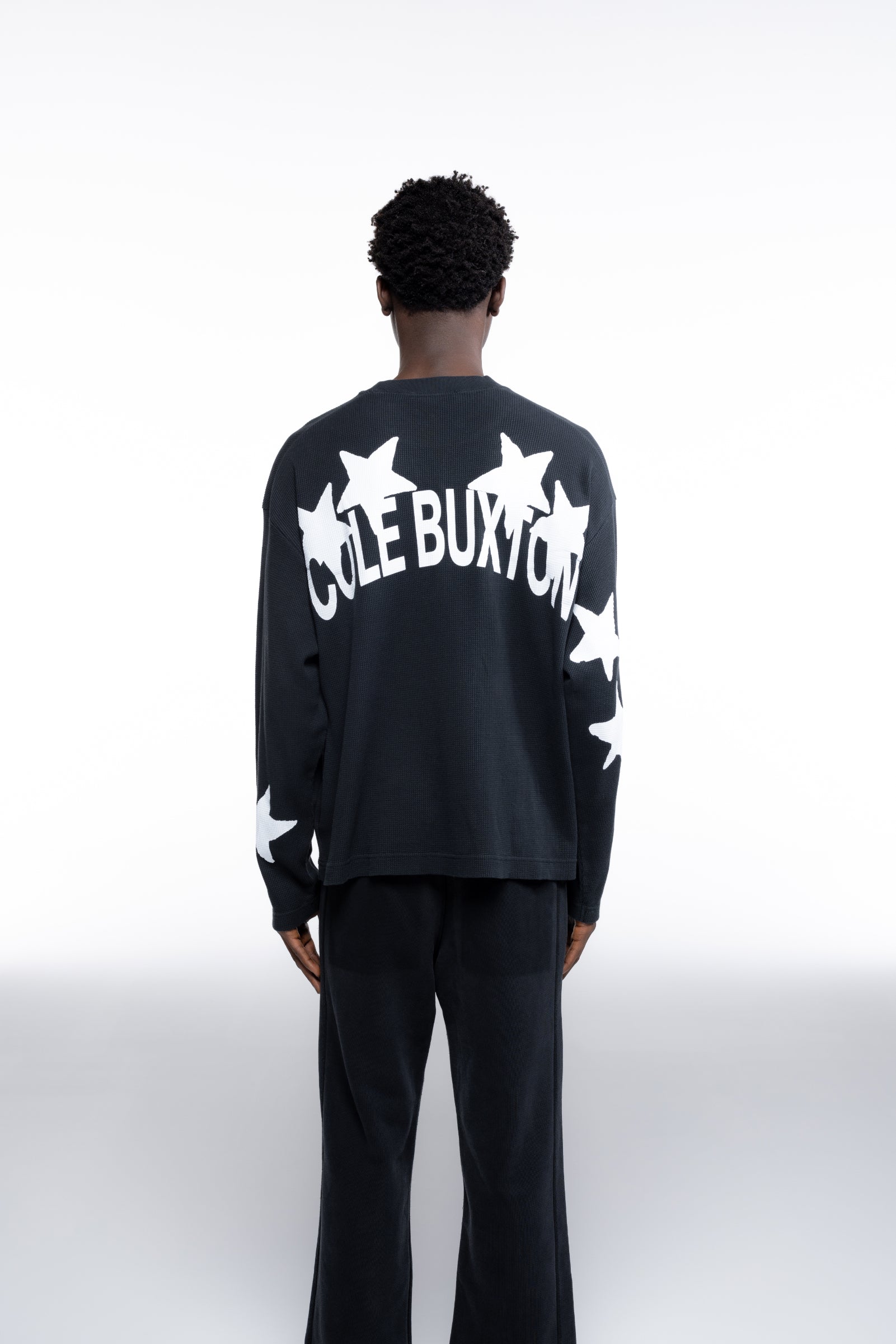 Cole Buxton | Waffle Painted Star Long Sleeve T-Shirt | Mens | Black
