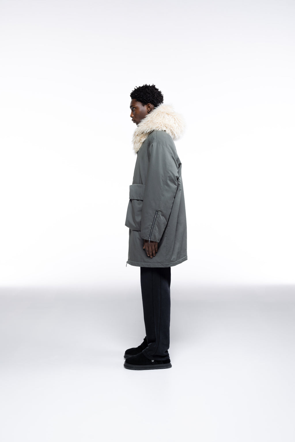 Cole Buxton | Wool Hooded Parka | Mens | Khaki