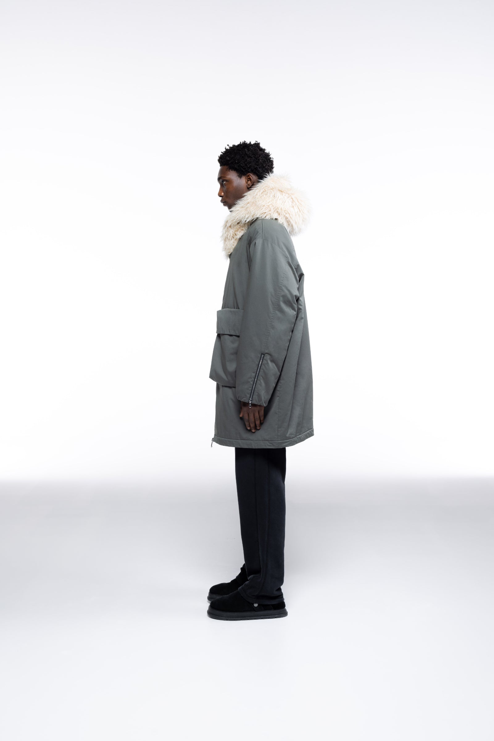 Cole Buxton | Wool Hooded Parka | Mens | Khaki